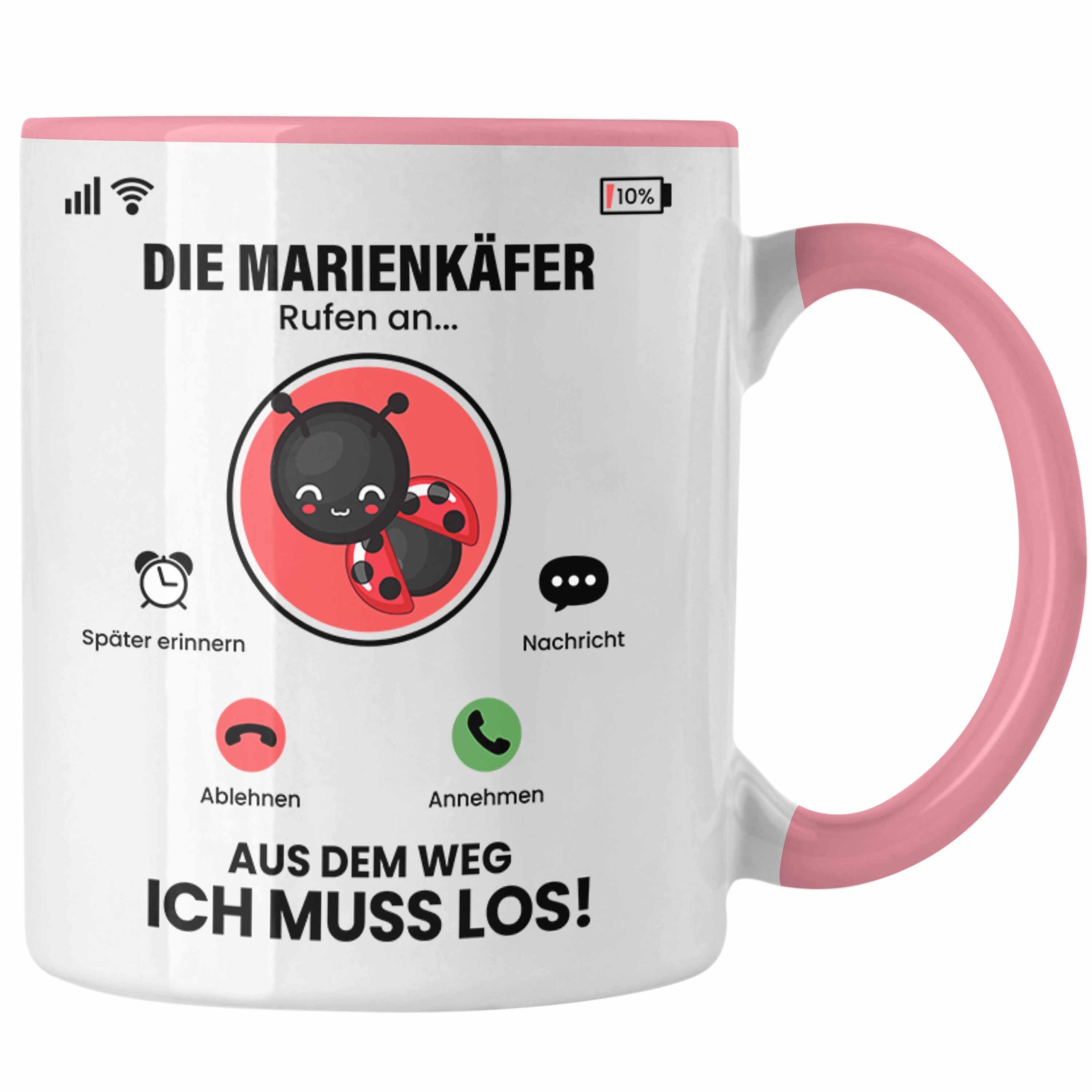 Trendation Tasse Die Marienkäfer Rufen An Tasse Geschenk für Marienkäfer Züchter Besitz Rosa
