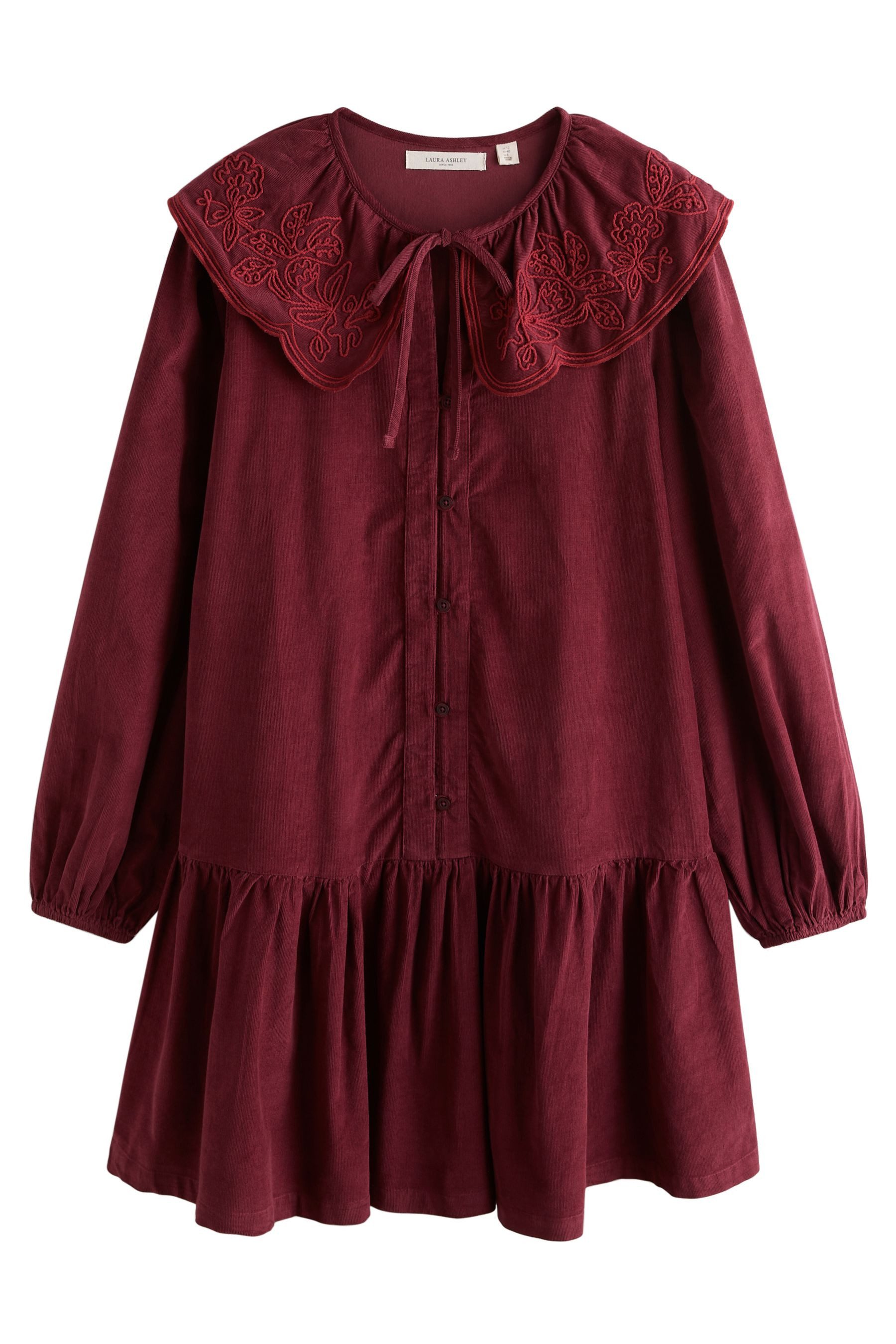 LAURA ASHLEY Cordkleid Laura Ashley Cordkleid mit besticktem Kragen (1-tlg)
