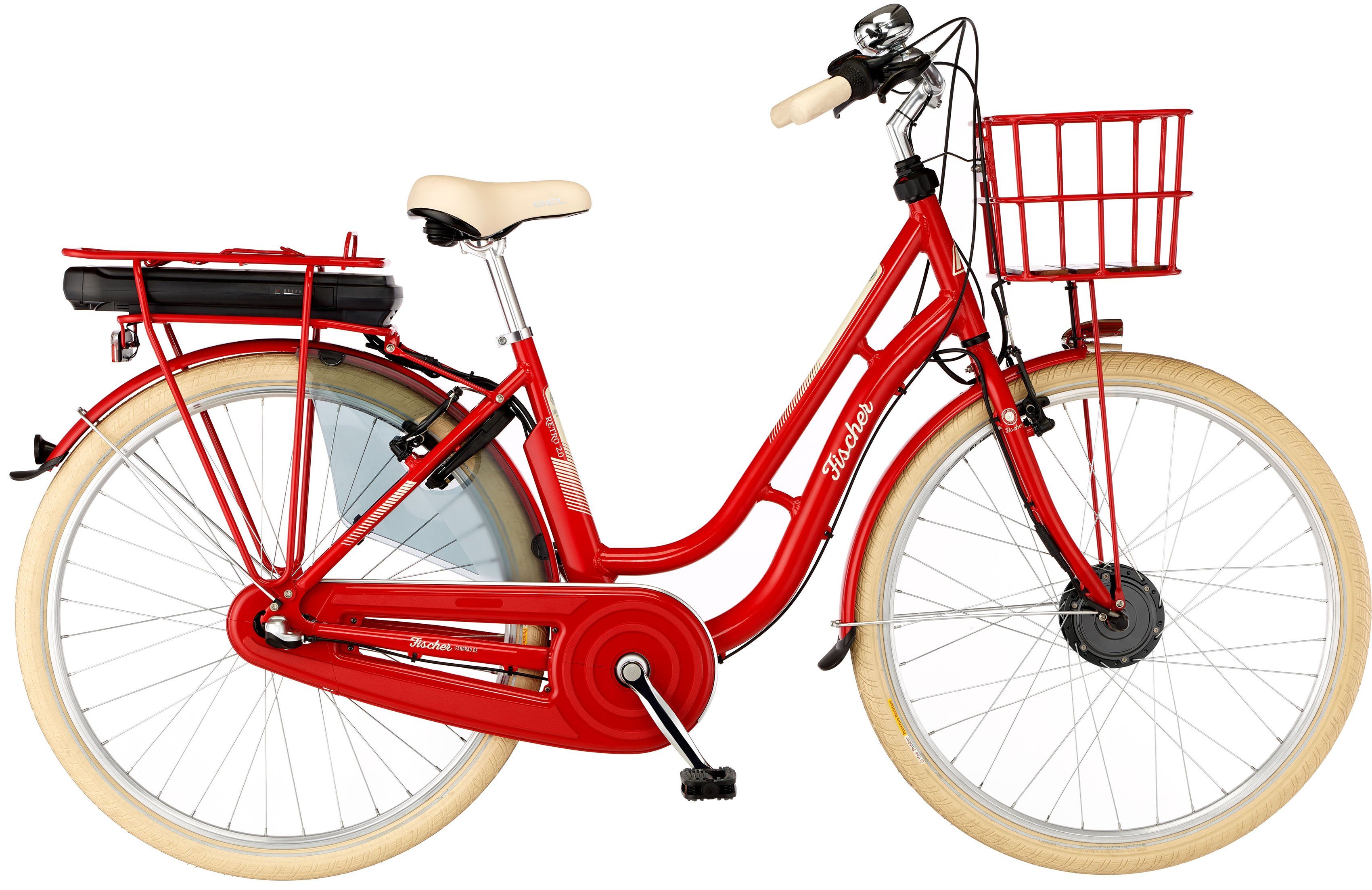 FISCHER Fahrrad E-Bike CITA RETRO 2.1 317, 3 Gang Shimano Nexus Schaltwerk,  Nabenschaltung, Frontmotor, (mit Akku-Ladegerät, mit Werkzeug), ebike Damen