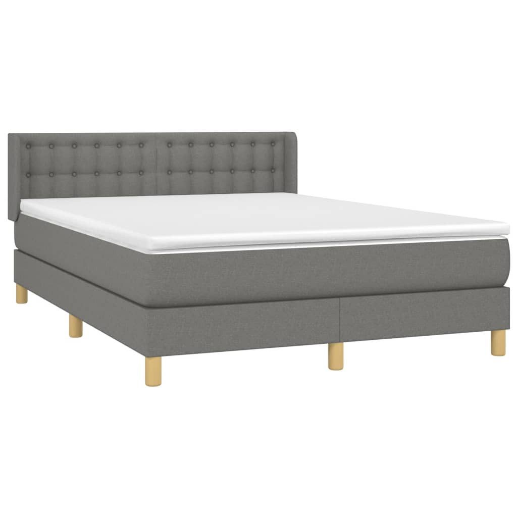 Bett Boxspringbett mit Matratze Dunkelgrau 140x200 cm Stoff