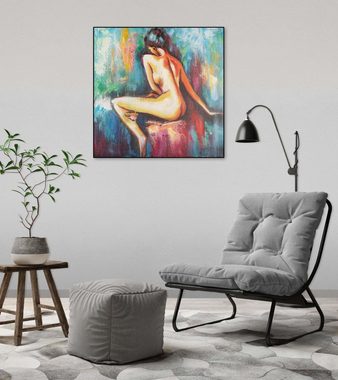 KUNSTLOFT Gemälde Begehrenswerter Blick 60x60 cm, Leinwandbild 100% HANDGEMALT Wandbild Wohnzimmer