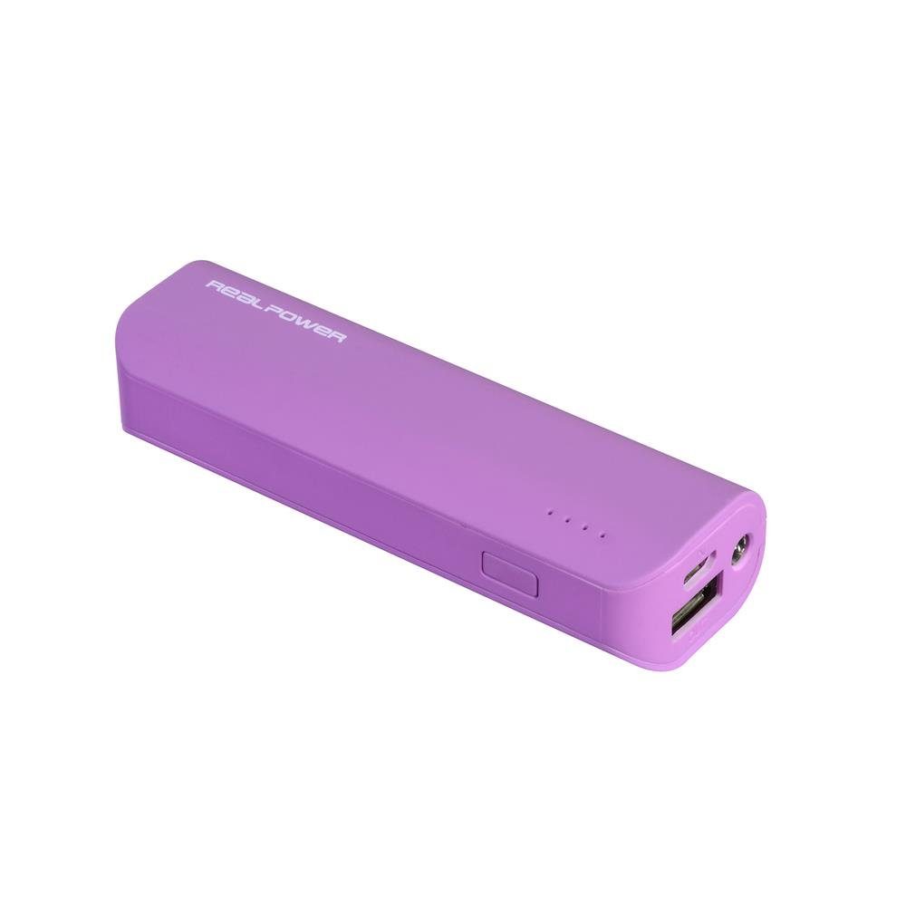 Realpower PB-2600 Powerbank 2600 mAh, Mobiles Ladegerät, LED, Smartphone, Akku, Handy, USB, Zusatzakku