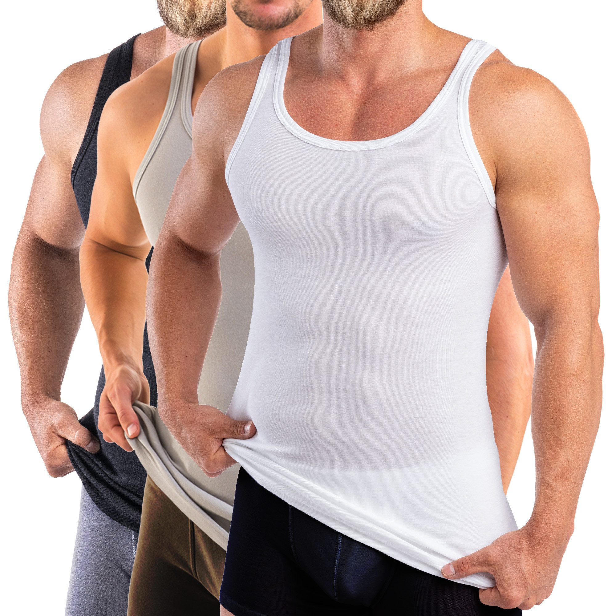 HERMKO Unterhemd 3er Pack 3000 Herren Tank Top (Weitere Farben) aus 100% Bi günstig online kaufen
