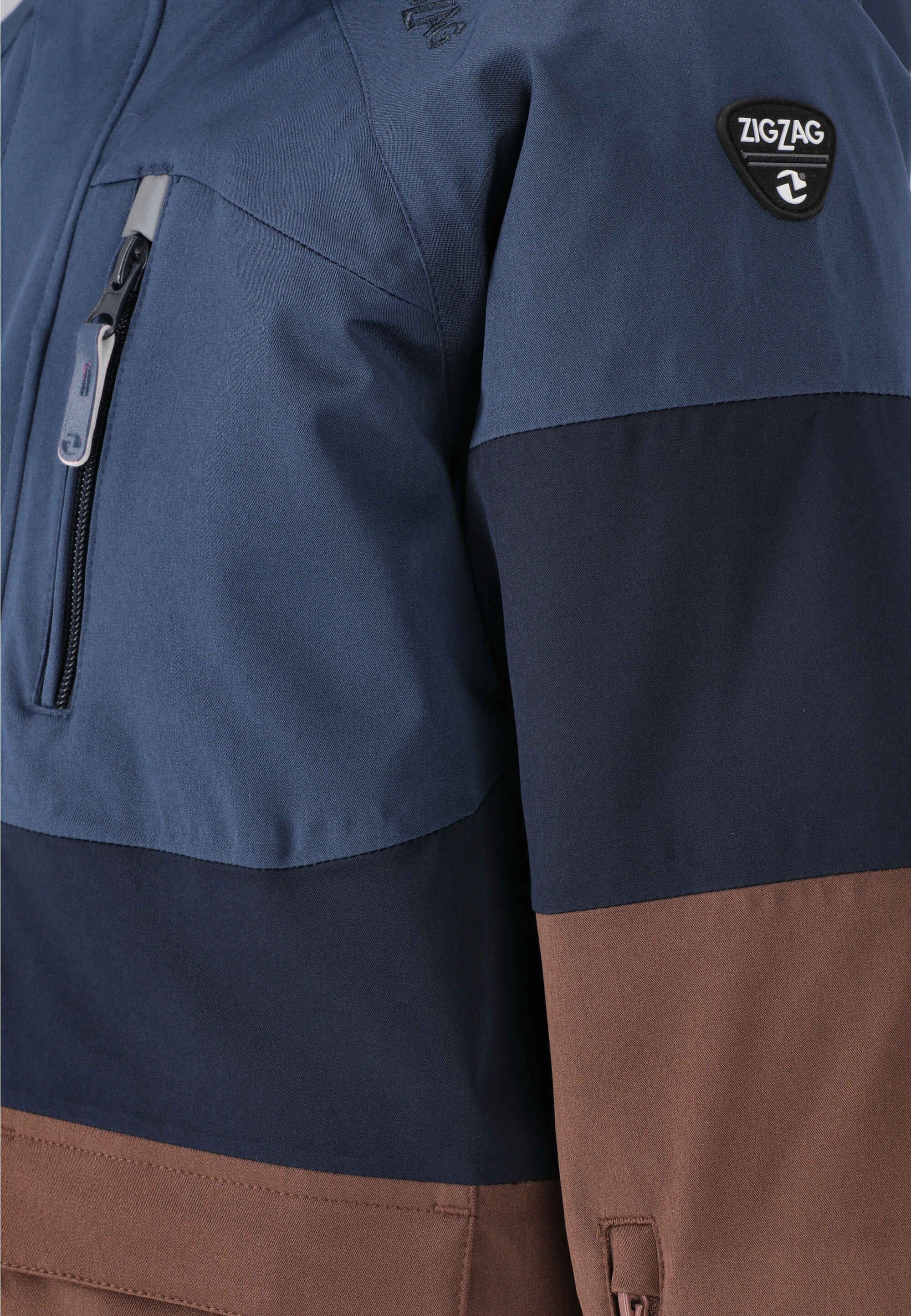 Skijacke TPU-Membran blau-braun mit und wind- wasserdichter ZIGZAG Taylora