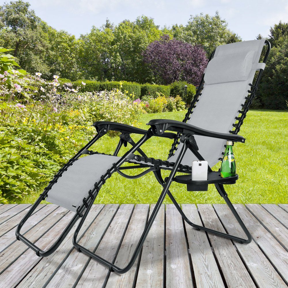 Casaria Hochlehner Casaria, klappbar Garten Wetterfest 175kg Belastbarkeit 184x69x116cm Kissen