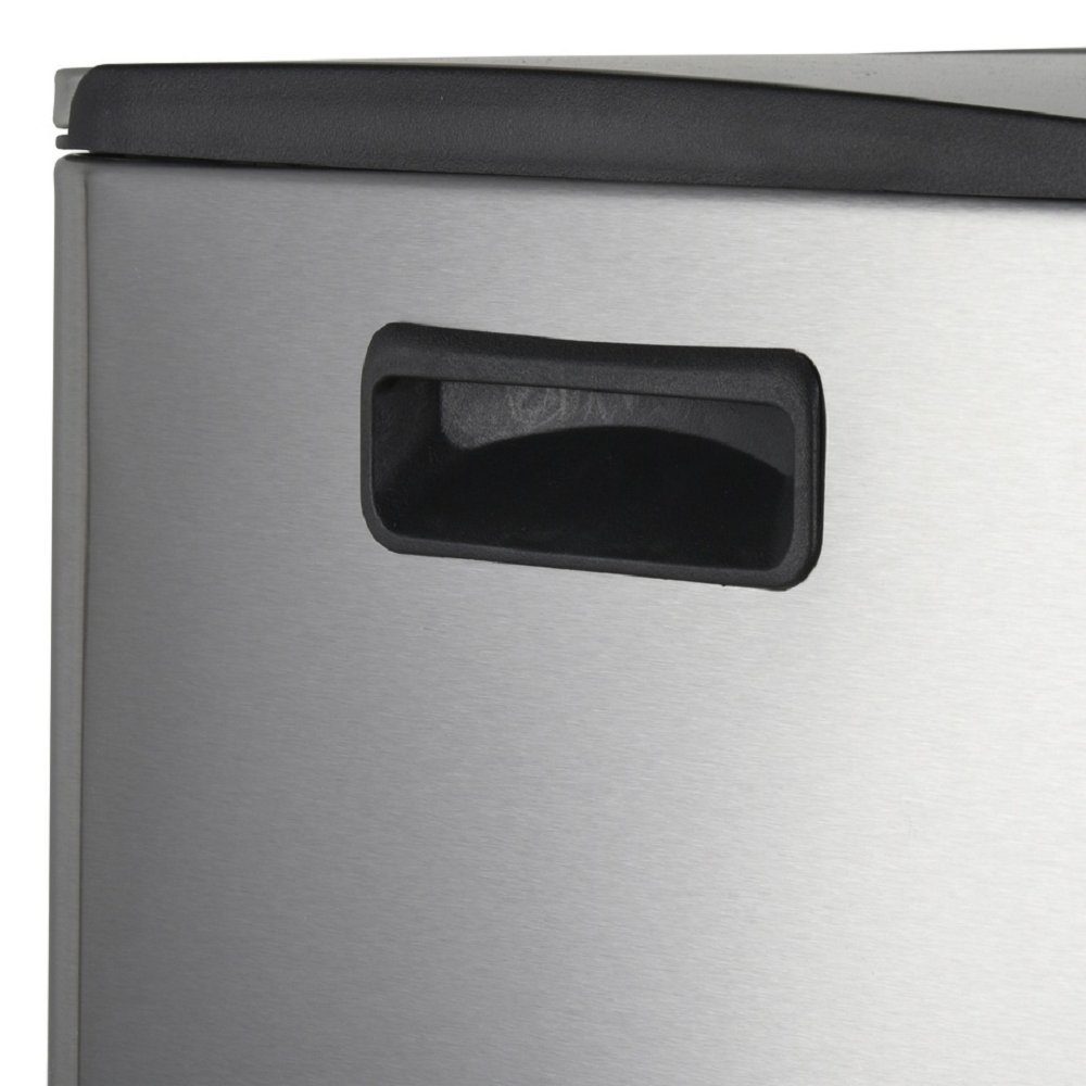 spirella Mülltrennsystem ALIYA, 2 Kammern Abfall Treteimer XL, 40 L, Softclose Absenkautomatik, herausnehmbare Innenbehälter, Anti-Fingerprint Oberfläche, Stahl matt-satiniert, für Küche, Büro, Hauswirtschaftsraum, 2 x 20 L, silberfarben