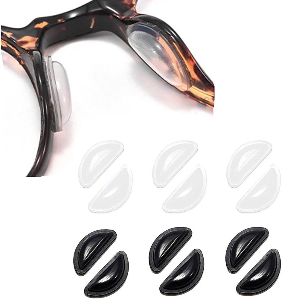 HIBNOPN Brillengestell 6 Paar Brillen-Nasenpads Anti-Rutsch Kieselgel mit Airbag 3.5 mm dick