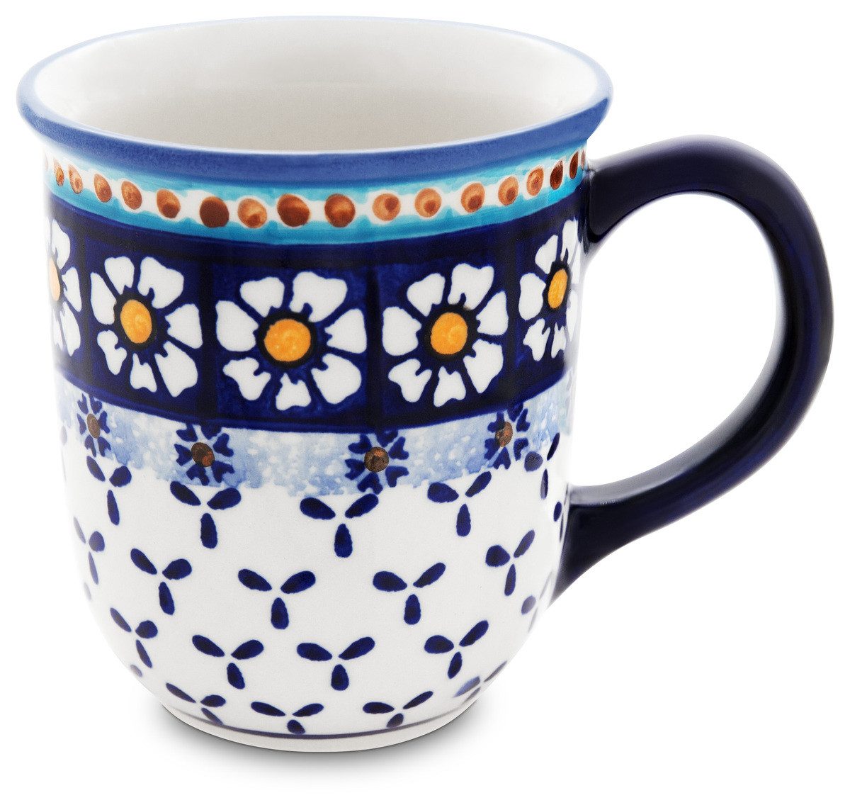 Bunzlauer Keramik Кружки Bunzlauer Keramik Kaffeebecher 350 ml – Handbemalt robust Kamille Blau, Keramik