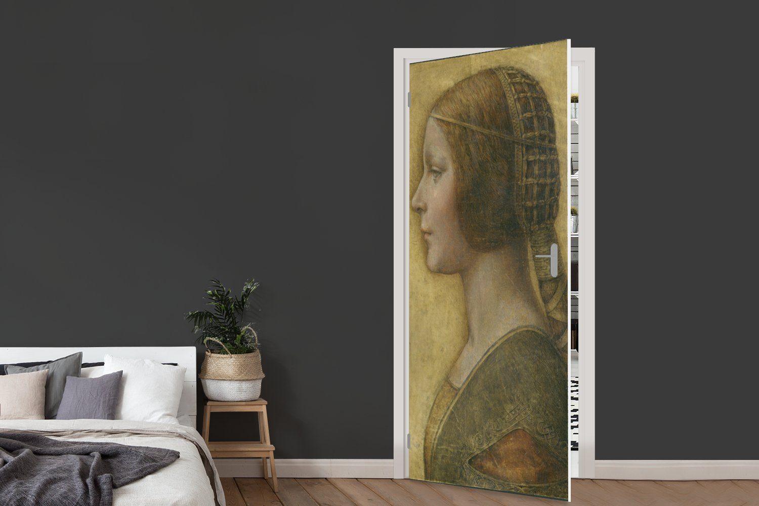 MuchoWow Türtapete La bedruckt, cm Bella - 75x205 Tür, Vinci, St), da Fototapete Türaufkleber, Principessa (1 für Leonardo Matt