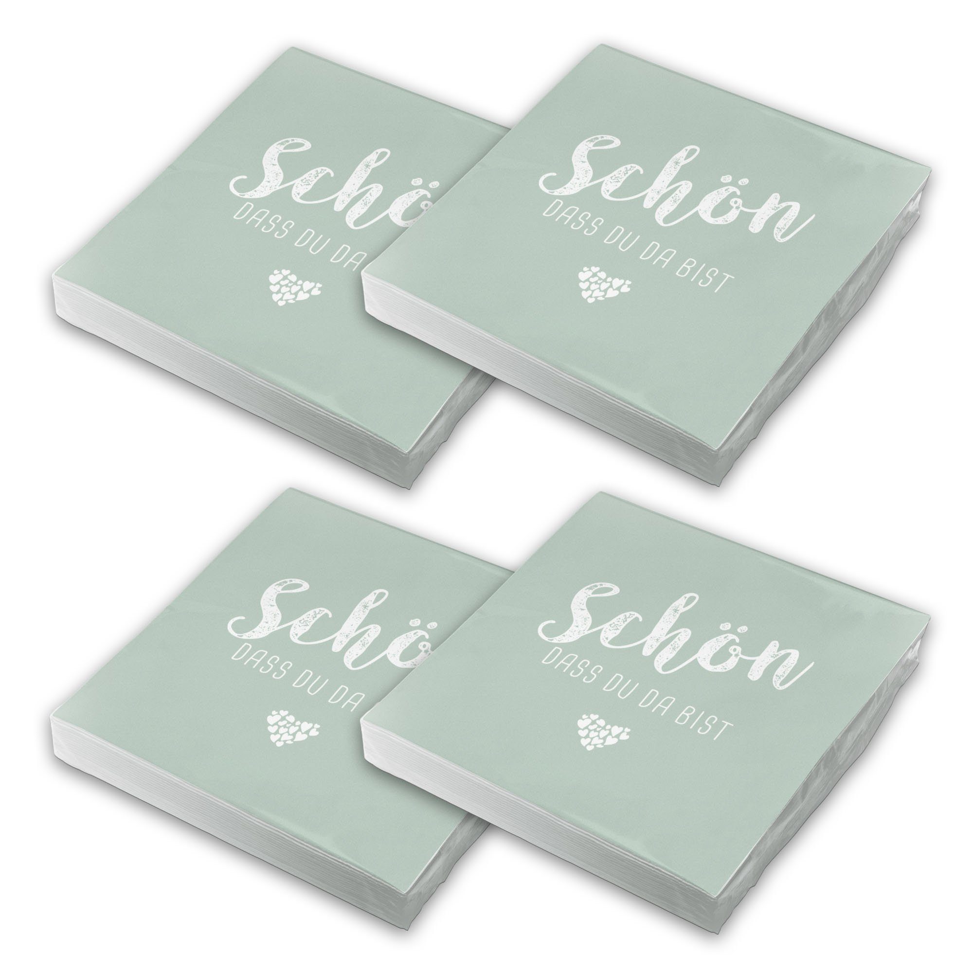 itenga Papierserviette itenga 80x Serviette Schön dass du da bist eukalyptus Set