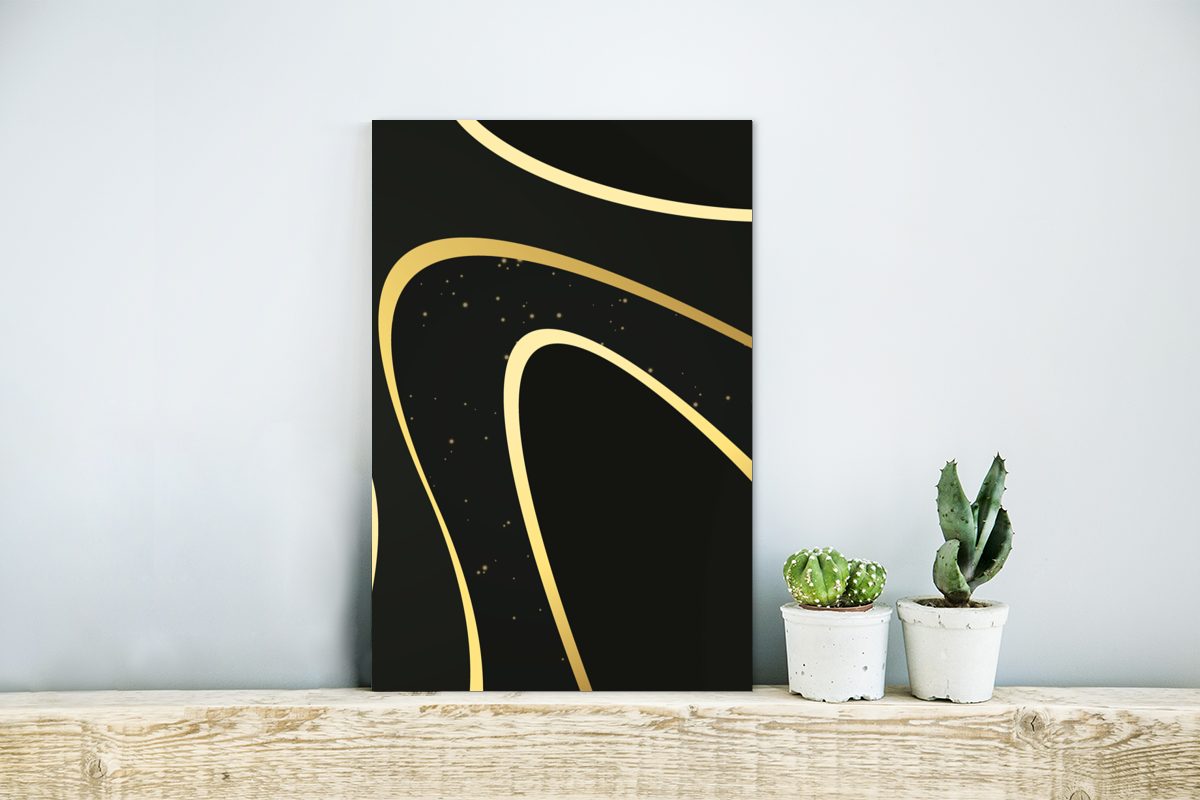 MuchoWow Metallbild Goldene Wellen auf schwarzem günstig online kaufen