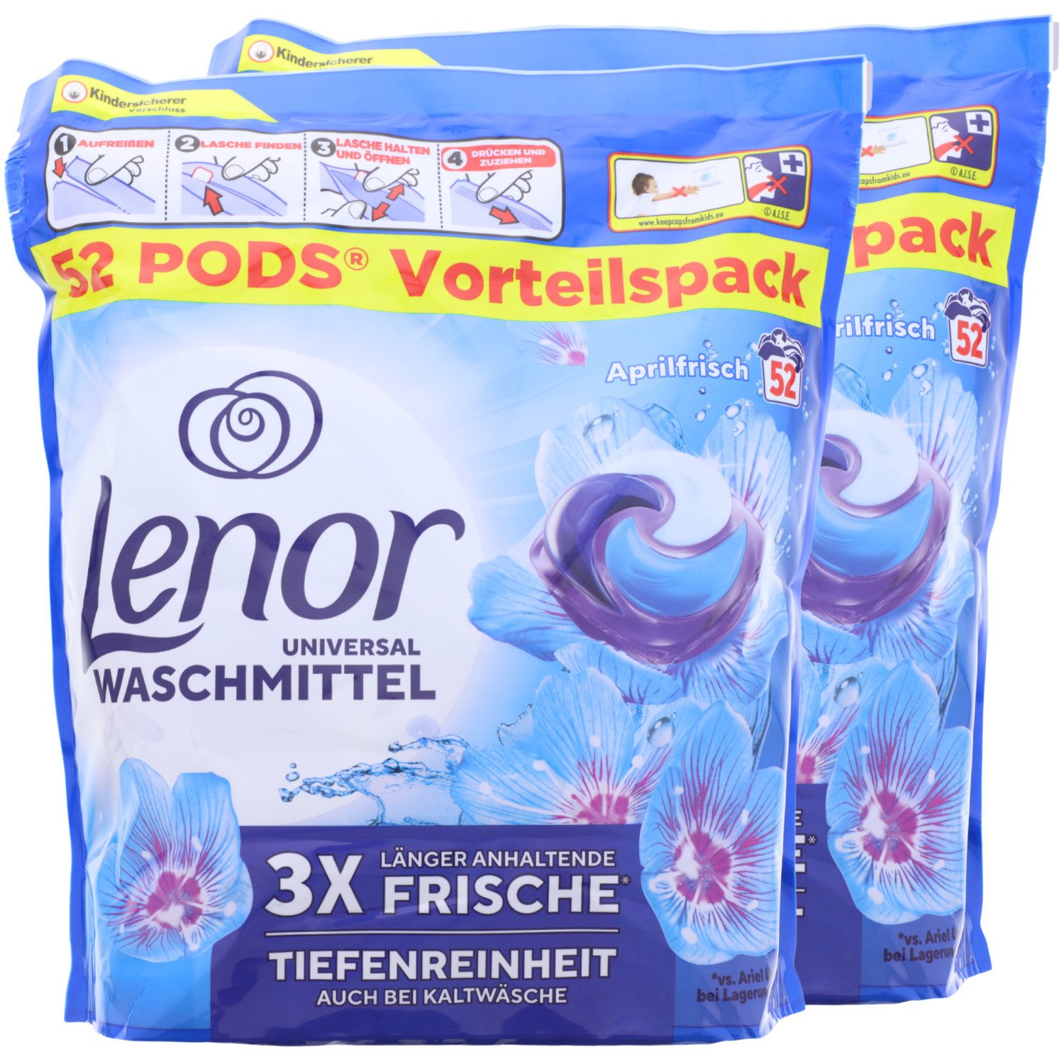 LENOR Lenor PODS Universal Waschmittel Aprilfrisch 104 Waschladungen Langanh Vollwaschmittel
