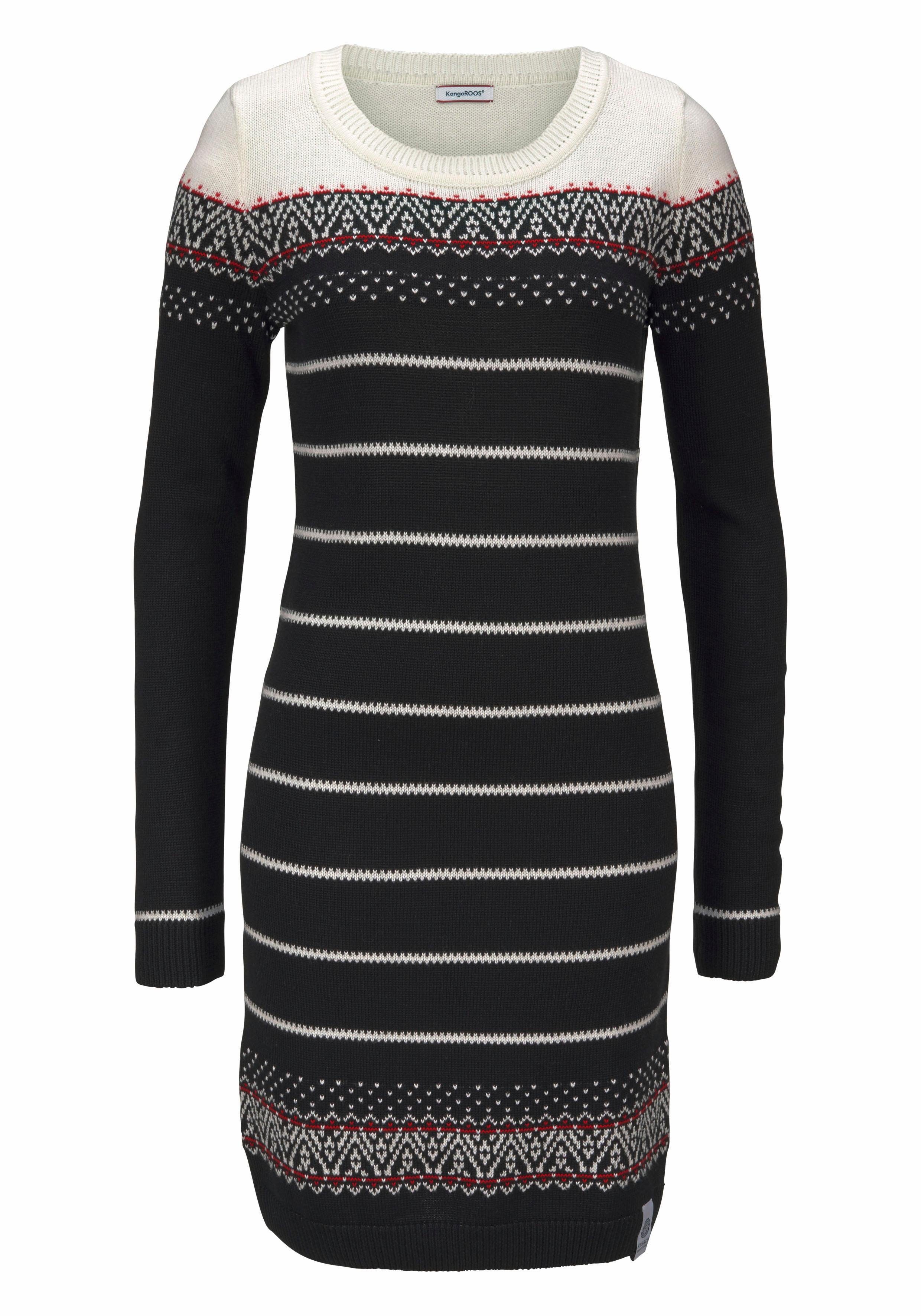 KangaROOS Strickkleid figurbetont, im Norweger-Stil, aus Baumwollmischung, langärmlig