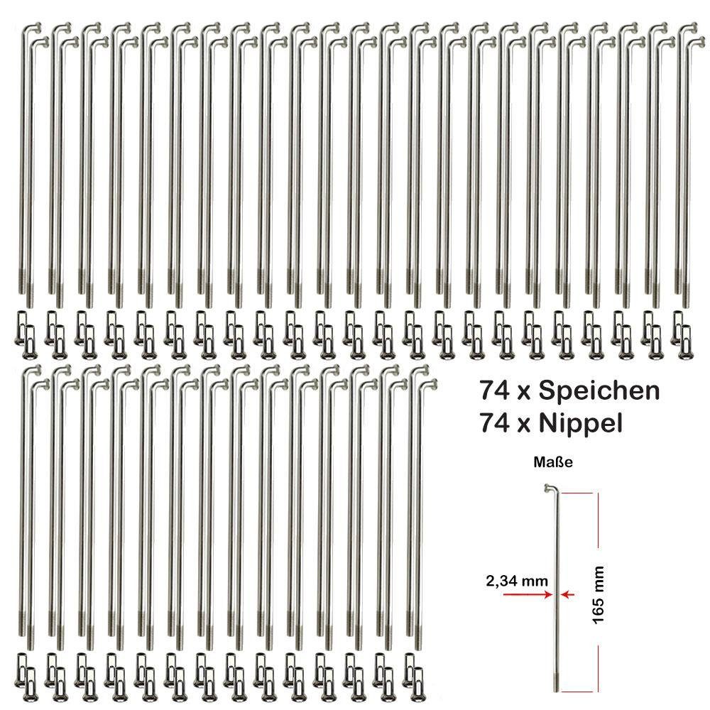 Fahrrad-Laufrad 74Stk. Speichen 165mm verstärkt NIRO Cargo 2,34mm inkl. Messing Nippel
