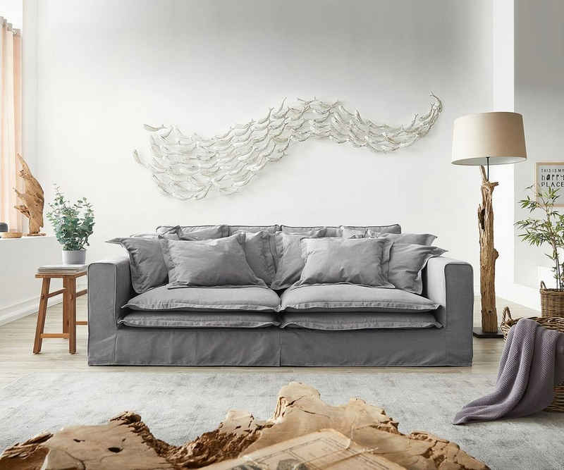 DELIFE Big-Sofa Noelia, Grau 240x145 cm mit Kissen Hussensofa
