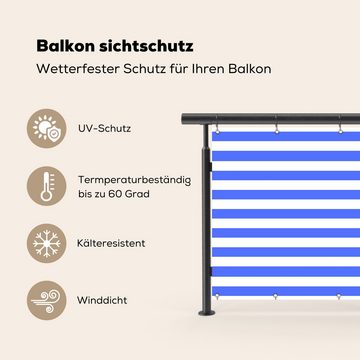 MuchoWow Balkonsichtschutz Muster - Streifen - Blau - Hell (1-St) Balkon Sichtschutz, Windschutz, 200x90 cm