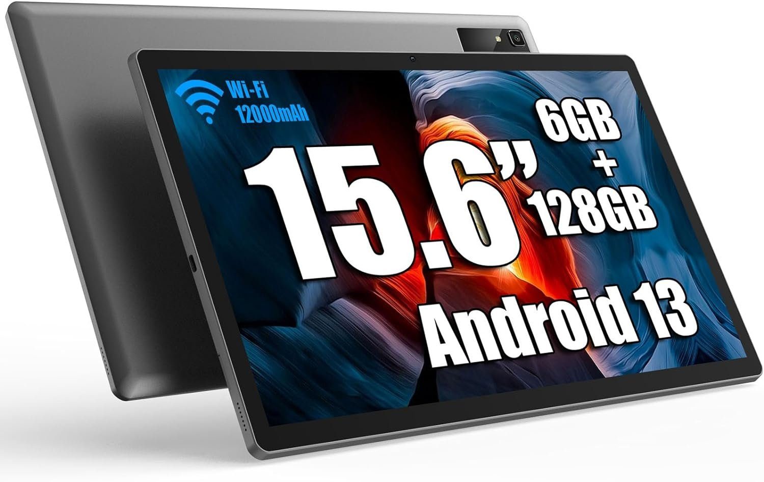 MESWAO Großbild-Erlebnis Tablet (15,6", 128 GB, Android 13, 2,4G+5G, mit 1920*1080 IPS HD Großes Display 12000mAh Ideal für Produktivität)