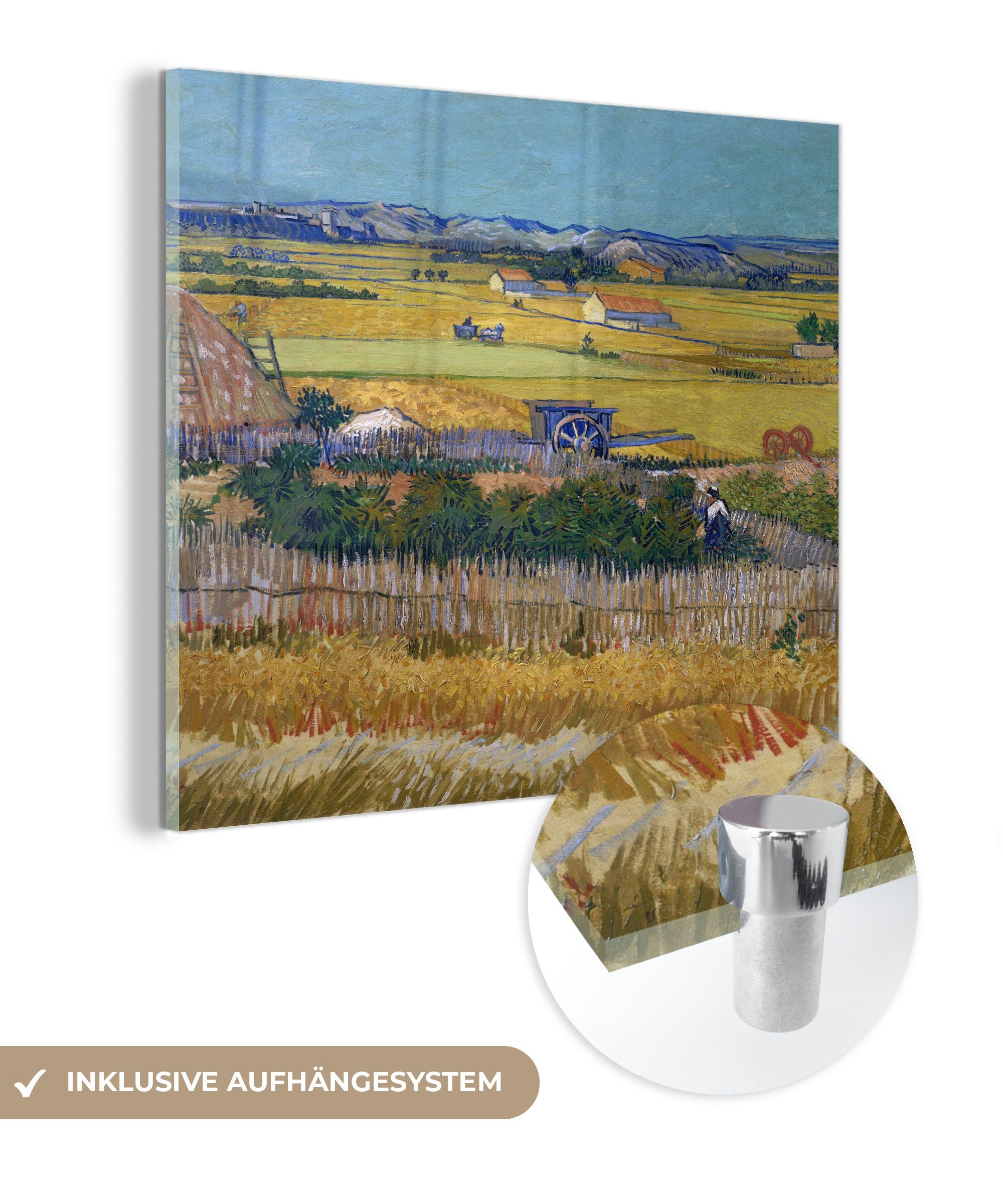 MuchoWow Acrylglasbild Die Ernte - Gemälde von Vincent van Gogh, (1 St), Glasbilder - Bilder auf Glas Wandbild - Foto auf Glas - Wanddekoration