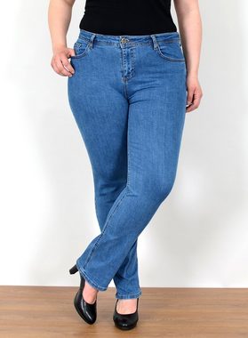 ESRA Straight-Jeans FG4 Straight Jeans Damen High Waist Jeans Stretch Übergröße Plus Size