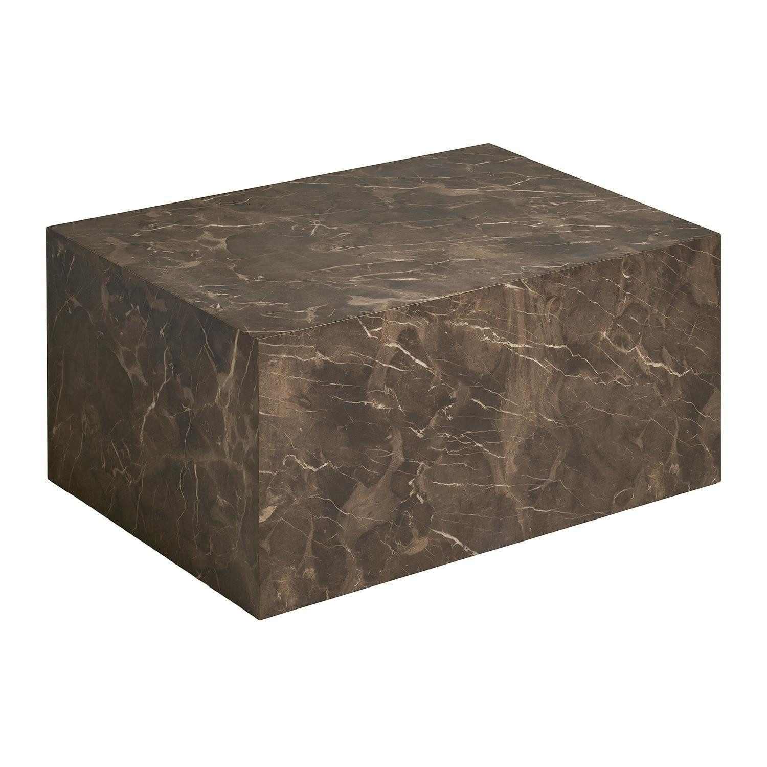 House Nordic Couchtisch PRAGUE, Braun, Marmoroptik, MDF, B 80 x H 40 x T 60 cm