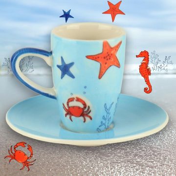 Mila Espressotasse Mila Keramik Espresso-Tasse mit Untere Save the Ocean, Keramik