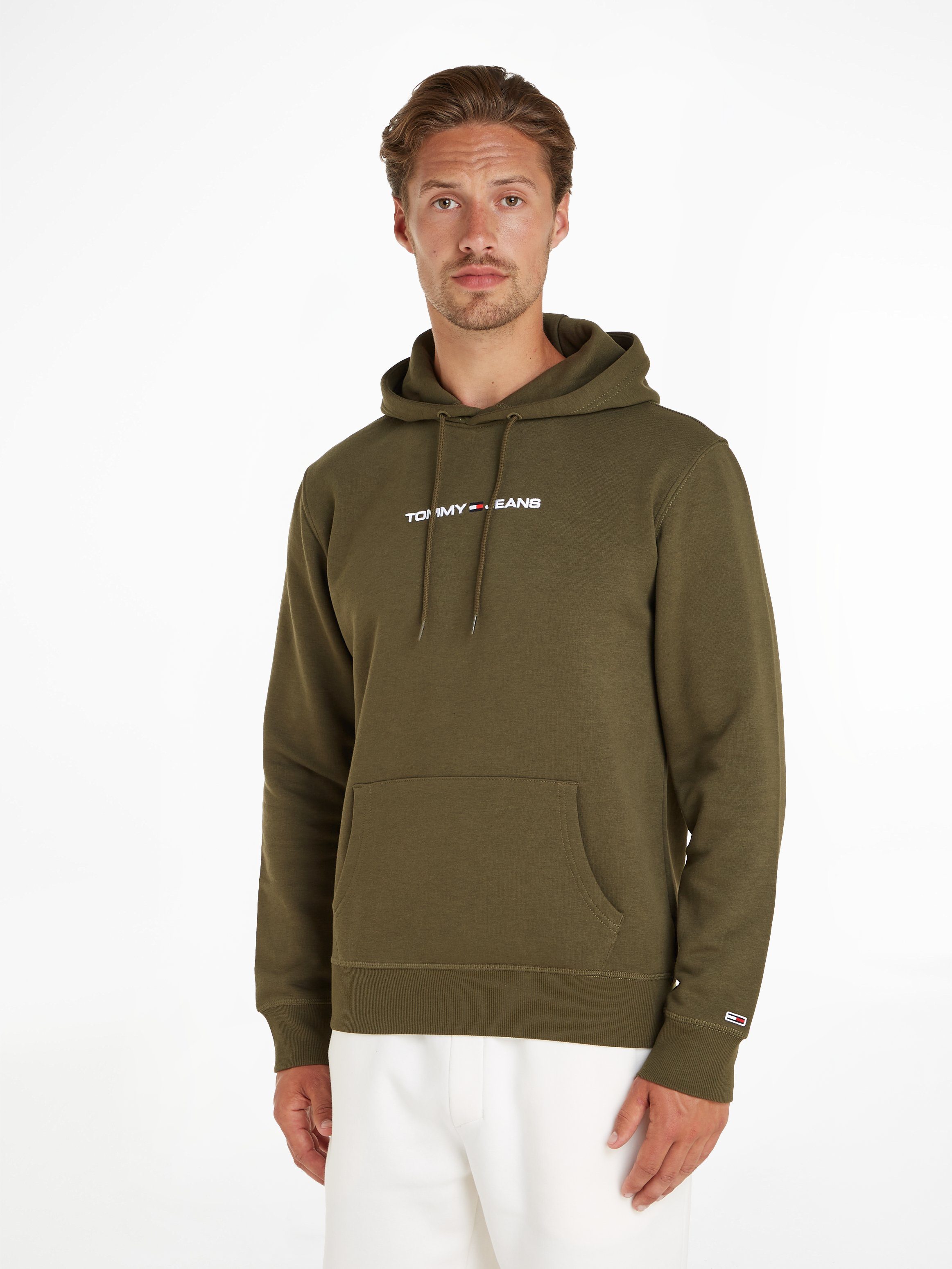 Tommy TJM Kapuzensweatshirt LINEAR HOODIE Jeans Olive Green Drab REG