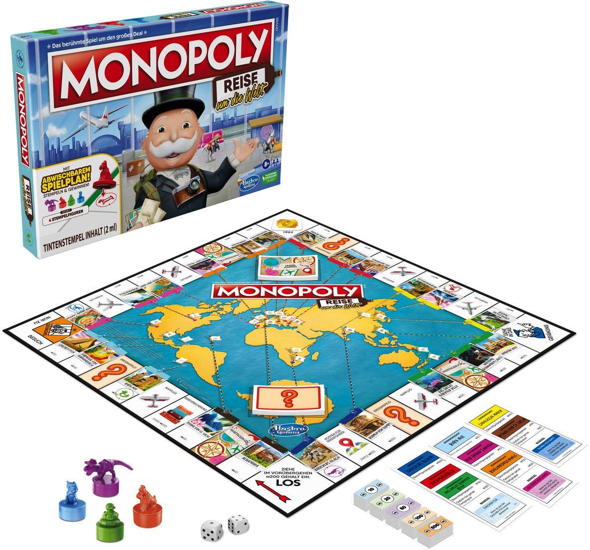 Hasbro Spiel Monopoly Reise um die Welt, Gesellschaftsspiel