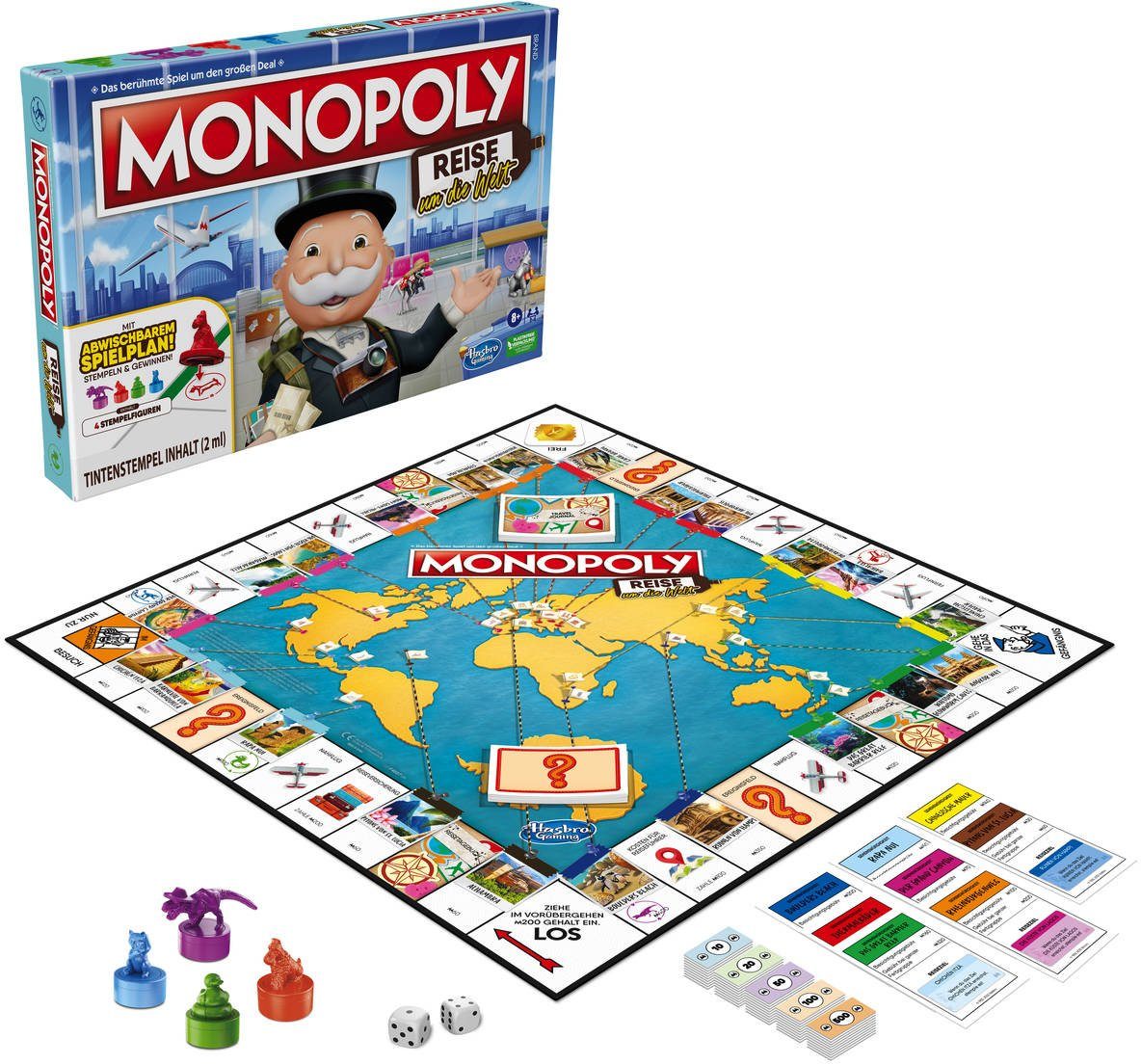 Hasbro Spiel, Gesellschaftsspiel Monopoly Reise um die Welt