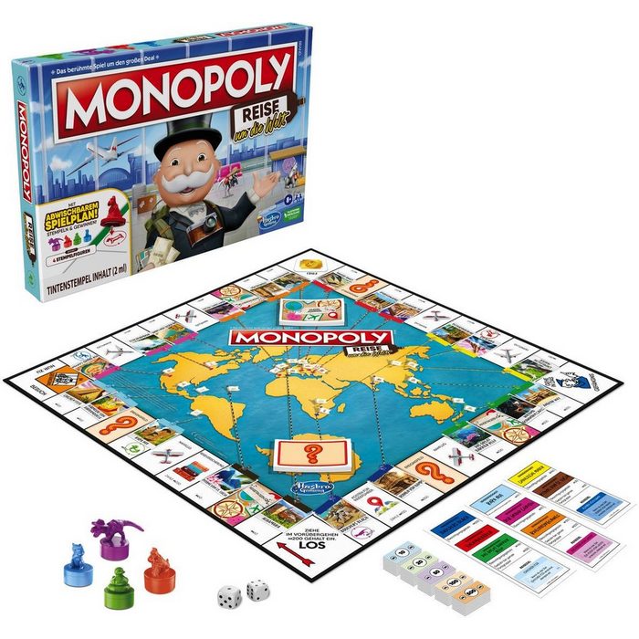 Hasbro Spiel Gesellschaftsspiel Monopoly Reise um die Welt