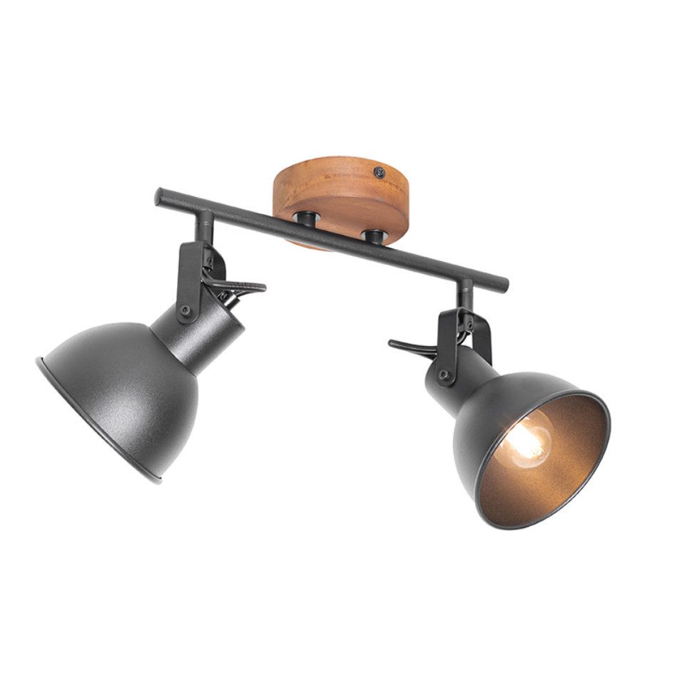 Qazqa LED Aufbaustrahler Tommy, ohne Leuchtmittel, Warmweiß, QAZQA Aufbau­spot, e14, Schwarz, Stahl, Industrie