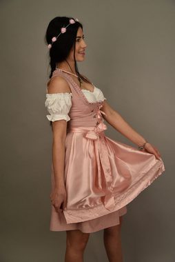 Entari Dirndl Trachtenkleid 517gt Rose Weiß gepunktet Golden Trachten (3tlg) gepunktet