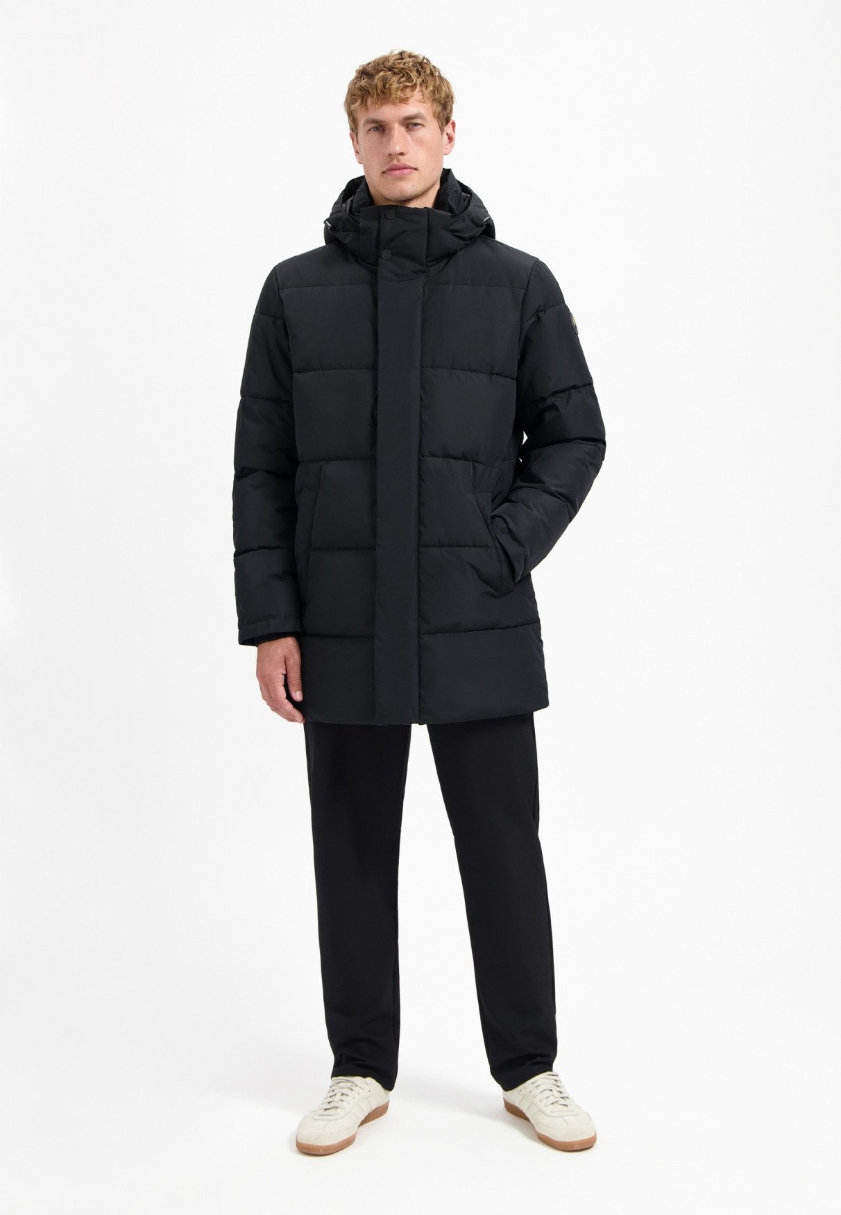 NO EXCESS Parka No Excess Langer Steppparka Jacket Long Parka Hood Padded