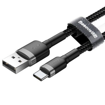 Baseus Ladekabel strapaziertes Nylonkabel USB/USB-C QC3.0 3A 1M schwarz-grau Smartphone-Kabel