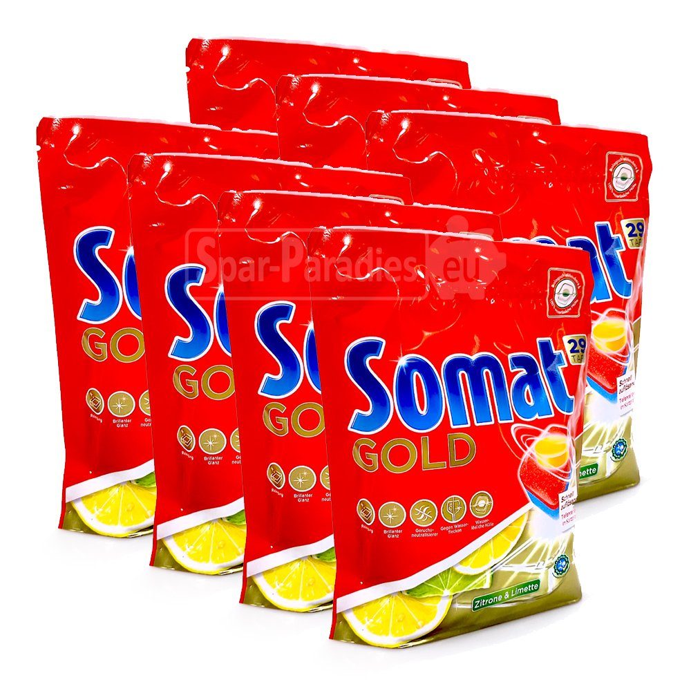 Somat Somat Gold Spülmaschinen-Tabs Zitrone & Limette, 29er Pack x 7 Spülmaschinentabs