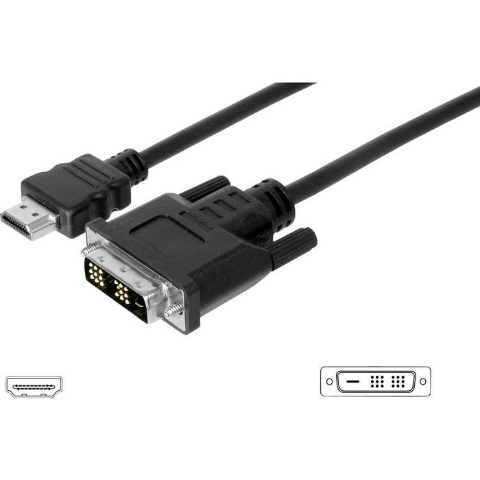 Digitus HDMI-Adapterkabel HDMI-Stecker an DVI-D-Stecker HDMI-Kabel (5.00 cm)