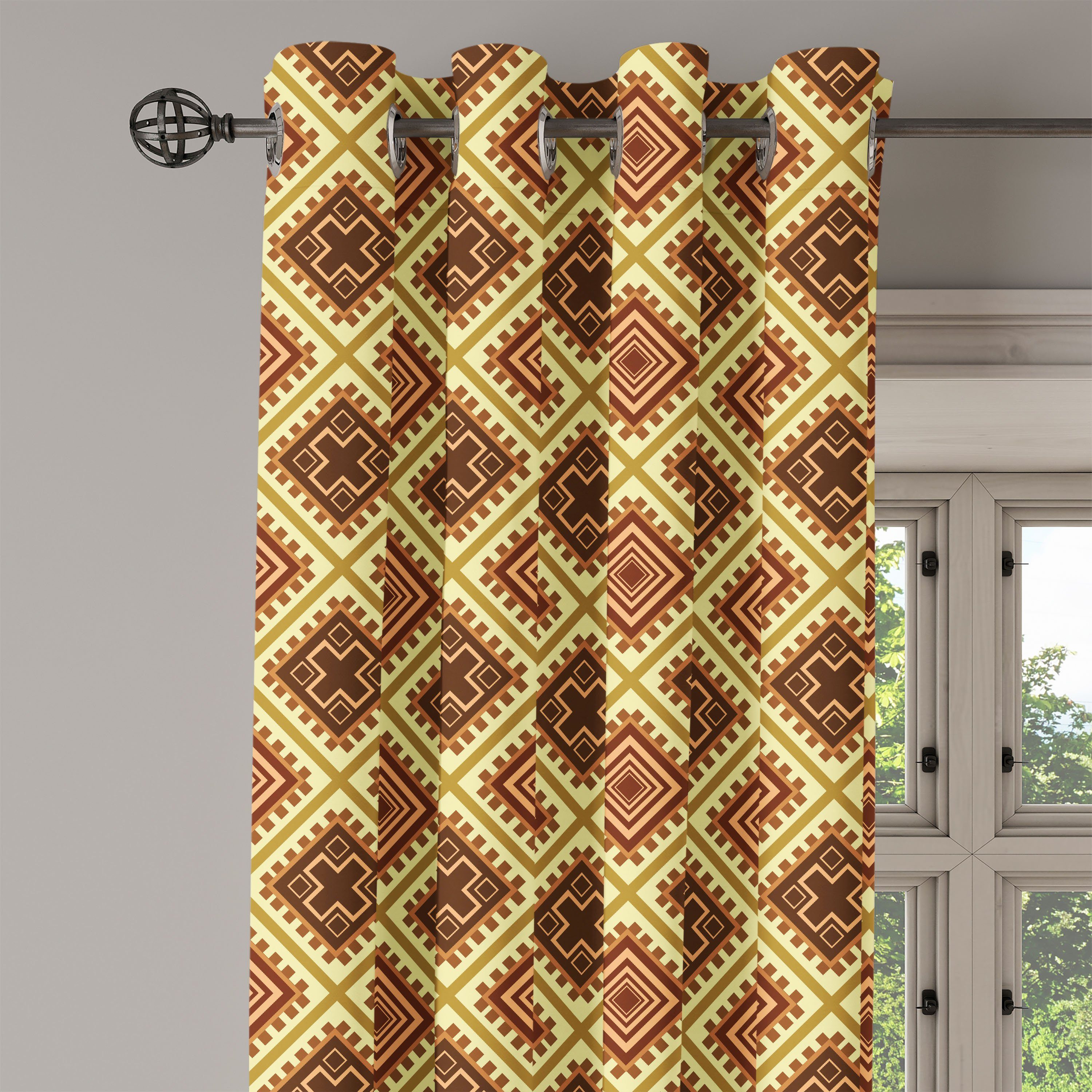 2-Panel-Fenstervorhänge Schlafzimmer Dekorative Gardine Inspirationen Abakuhaus, für orientalisch Afrikanische Wohnzimmer,