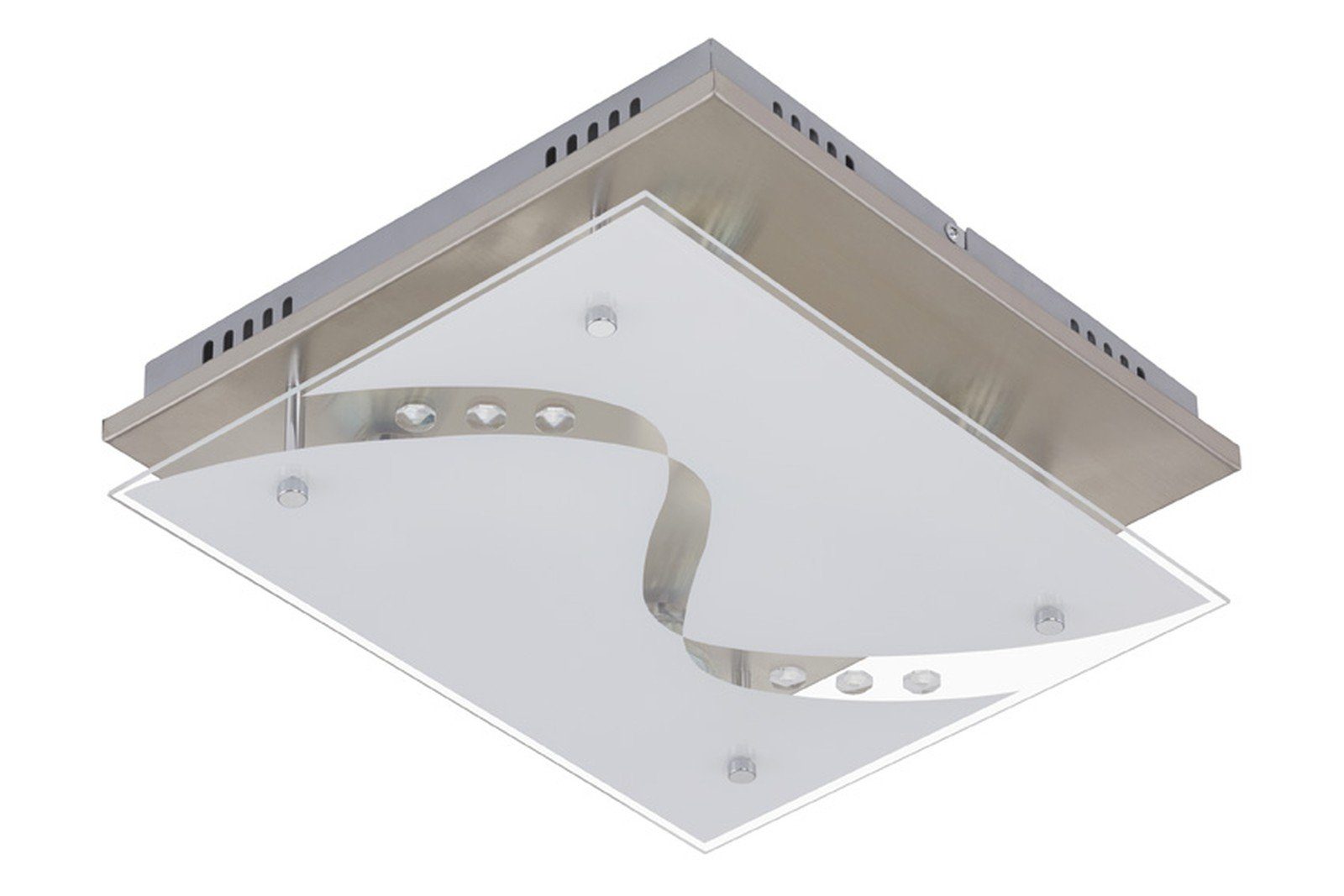 Briloner Leuchten Aufbauleuchte LED Deckenleuchte Nickel matt 4 Flg Dekorglas GU10 austauschbar 1600lm | Aufbaustrahler
