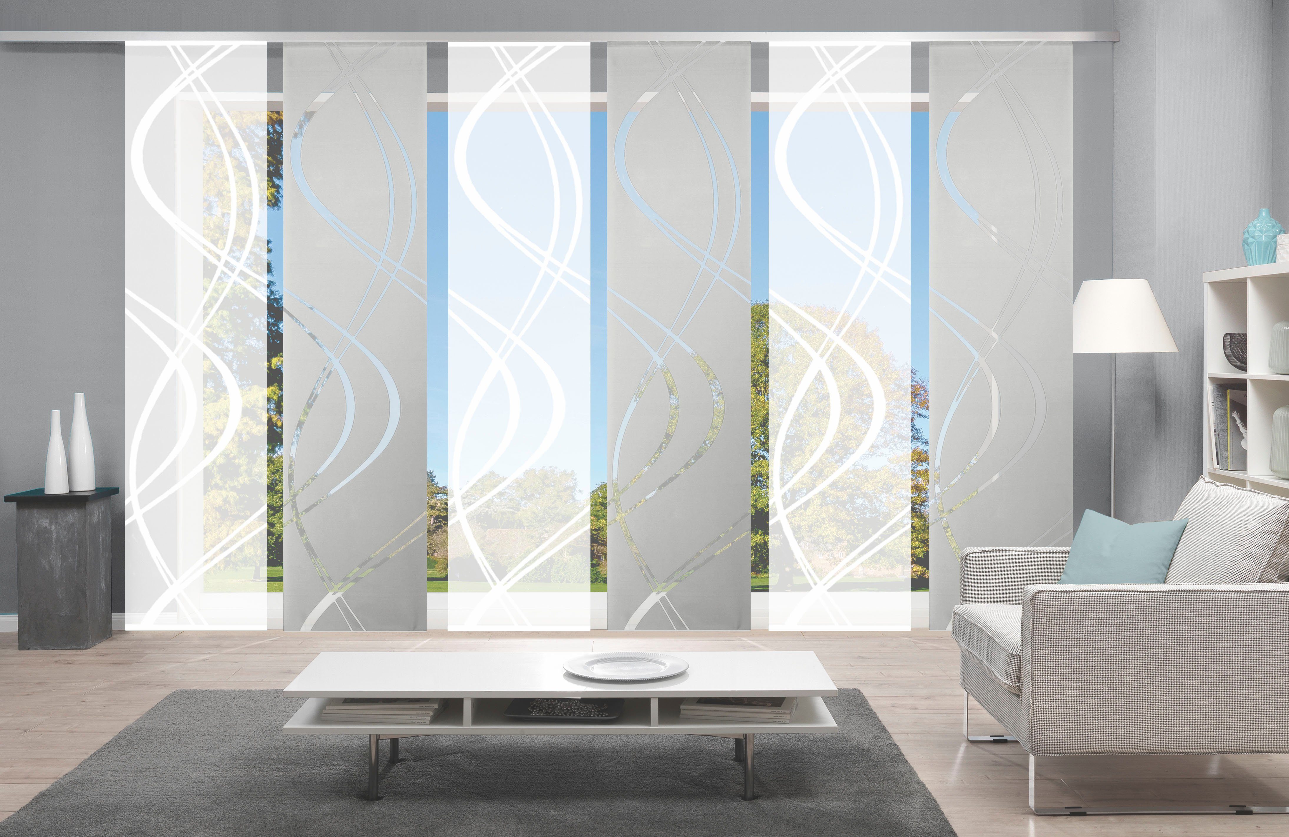 HOME WOHNIDEEN Schiebegardine TIBERIO 6er SET (6 St), Paneelwagen, blickdic günstig online kaufen