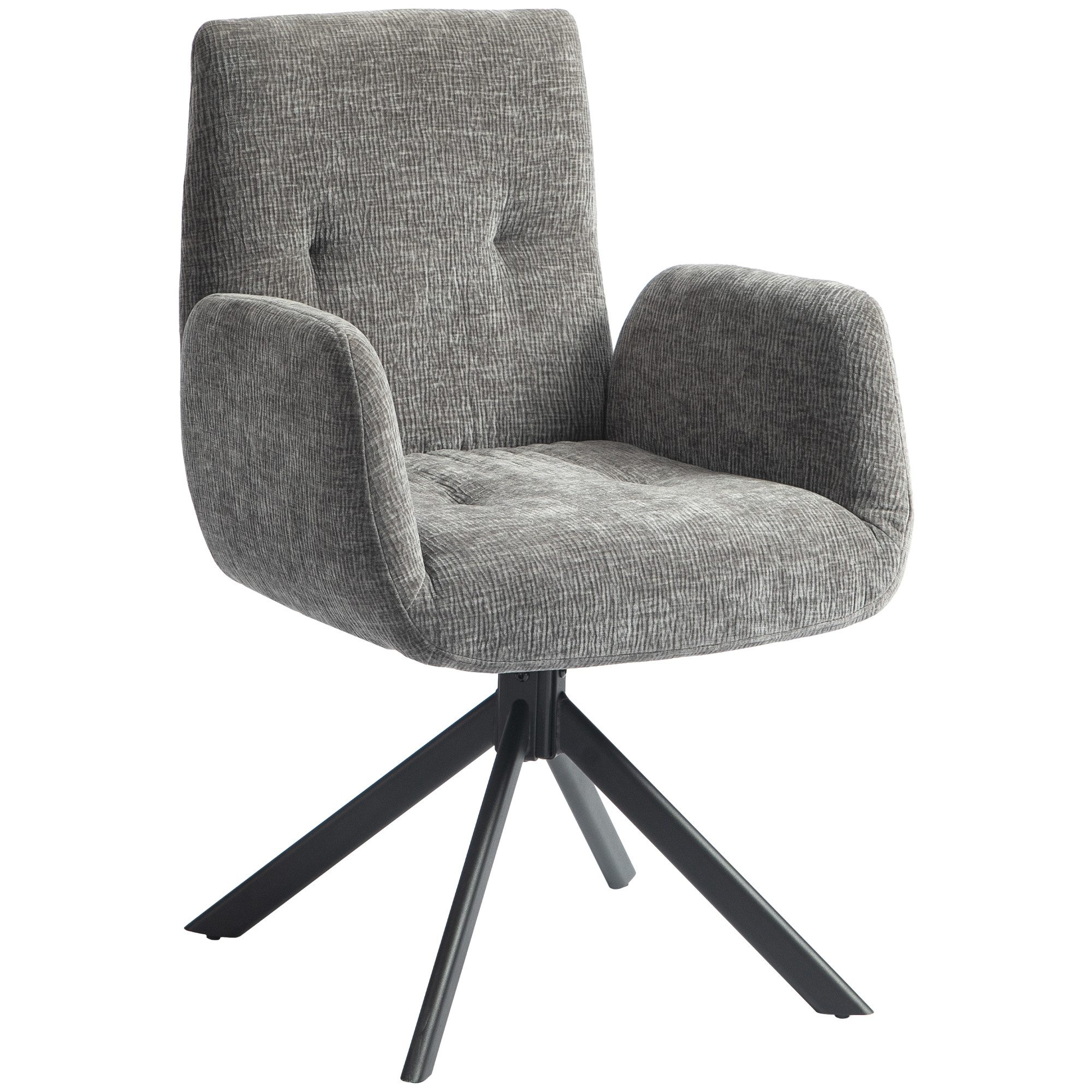 HOMCOM Relaxsessel Sessel Drehbar mit Armlehne, Wolle-Leinenoptik (Polsterstuhl, 1-St., Loungesessel), für Wohnzimmer, Schlafzimmer, Dunkelgrau – Bild 2 von 5