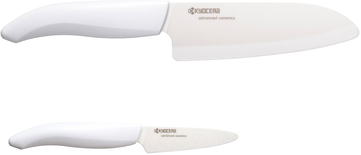 KYOCERA Messer-Set GEN (Set, 2-tlg), extrem scharfe Hochleistungskeramik-Klinge, (Schäl-/ Santokumesser)
