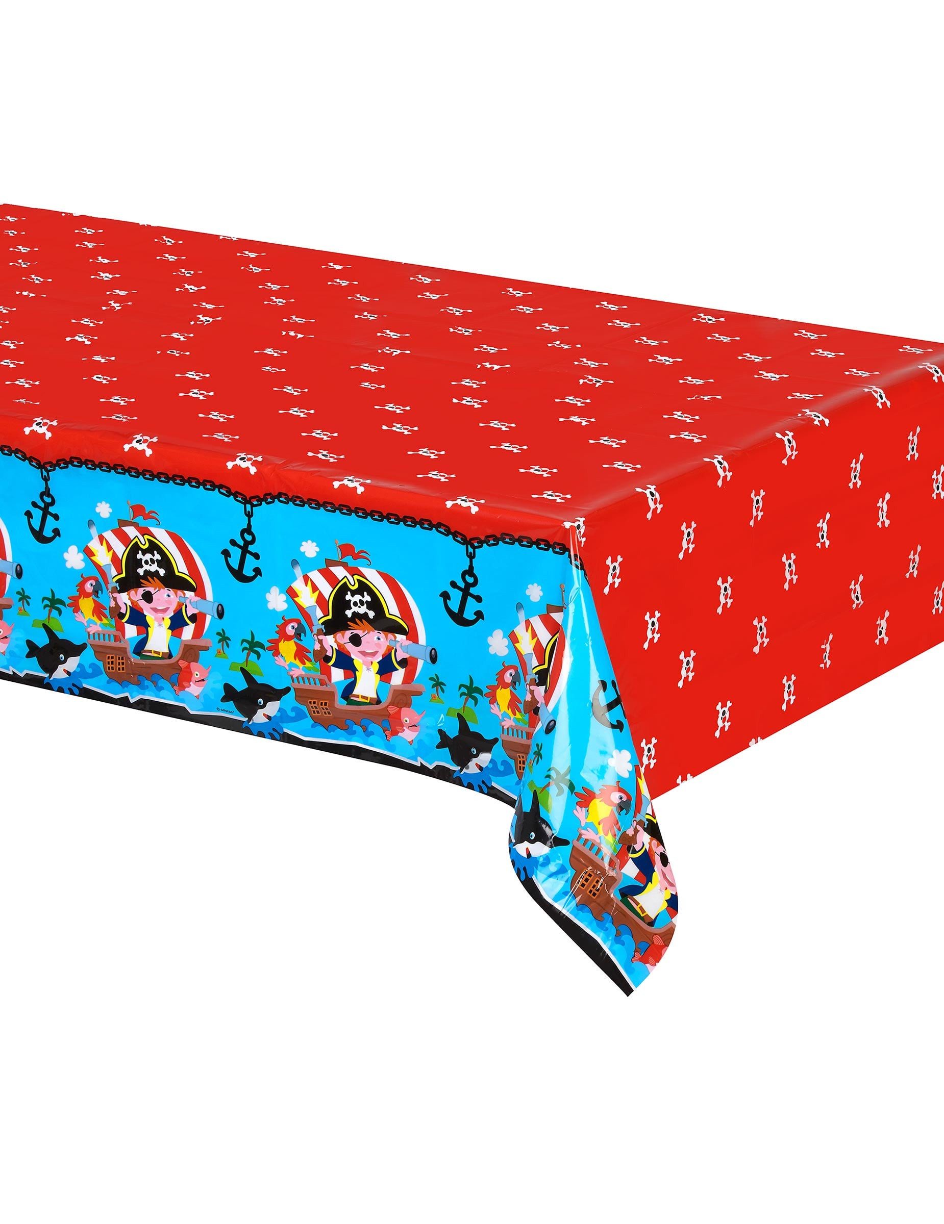Riethmüller Kostüm Piraten-Tischdecke aus Kunststoff 120 x 180 cm für Kindergeburtstage