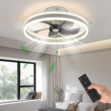 oyajia Deckenventilator 2-in-1 Deckenleuchte,50W LED Deckenlampe mit Fan 50cm,Deckenventilator, Intelligentem 3-Licht-Farbwechsel und 6 Geschwindigkeiten, Wohnzimmer