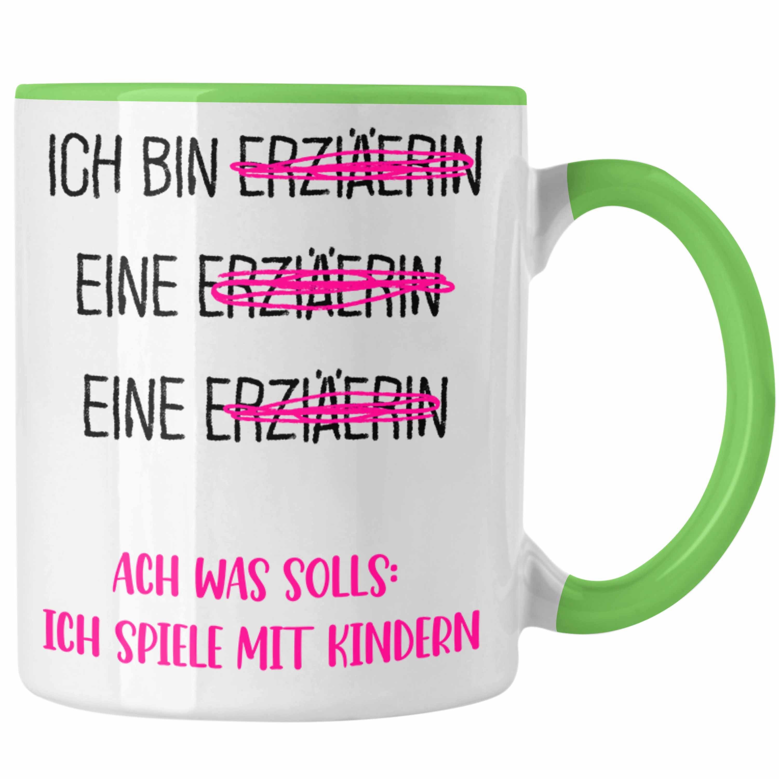 Trendation Tasse Tasse Geschenk für Erzieherin Spruch Kindergärtnerin Geschenkidee Grün