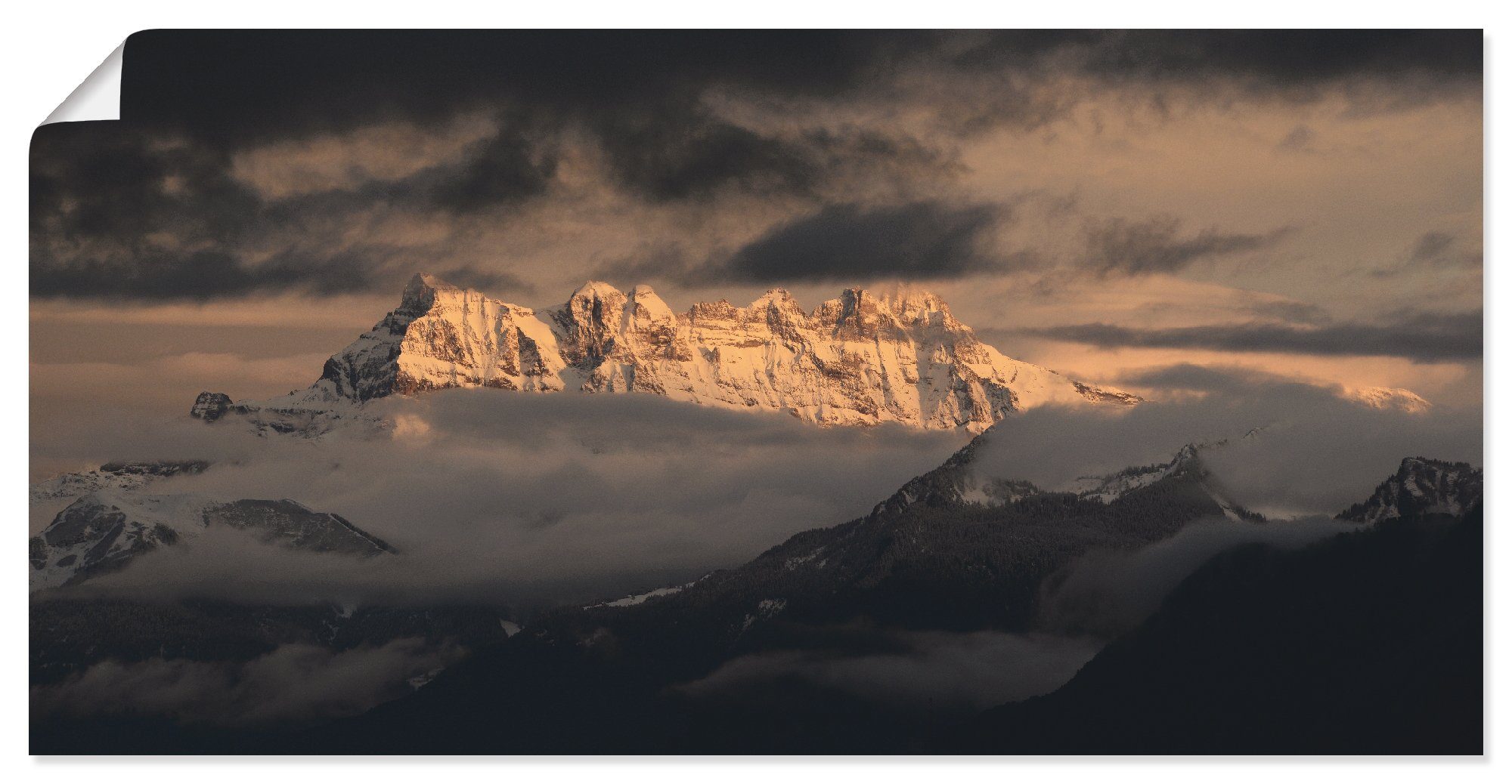 Artland Wandbild Dents du Midi, Schweizer Berge, Berge (1 St), als Leinwandbild, Wandaufkleber oder Poster in versch. Größen