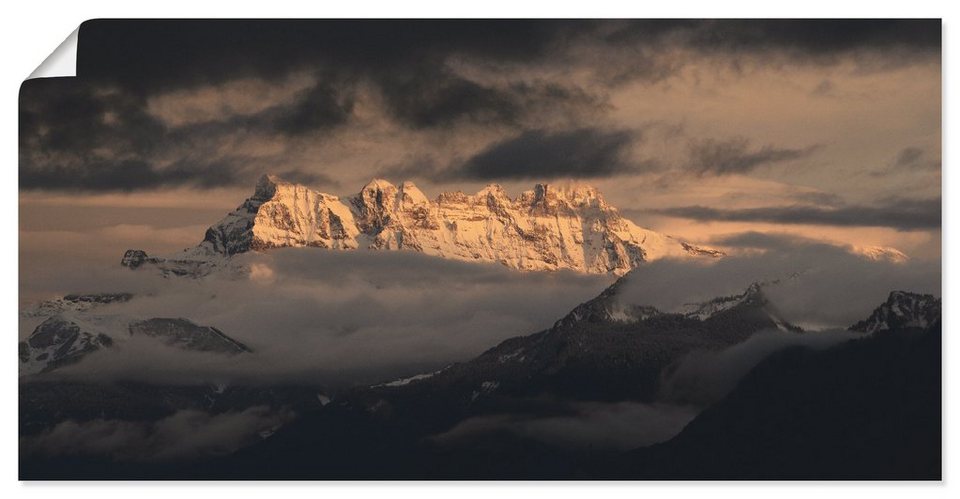 Artland Wandbild Dents du Midi, Schweizer Berge, Berge (1 St), als  Leinwandbild, Wandaufkleber oder Poster in versch. Größen