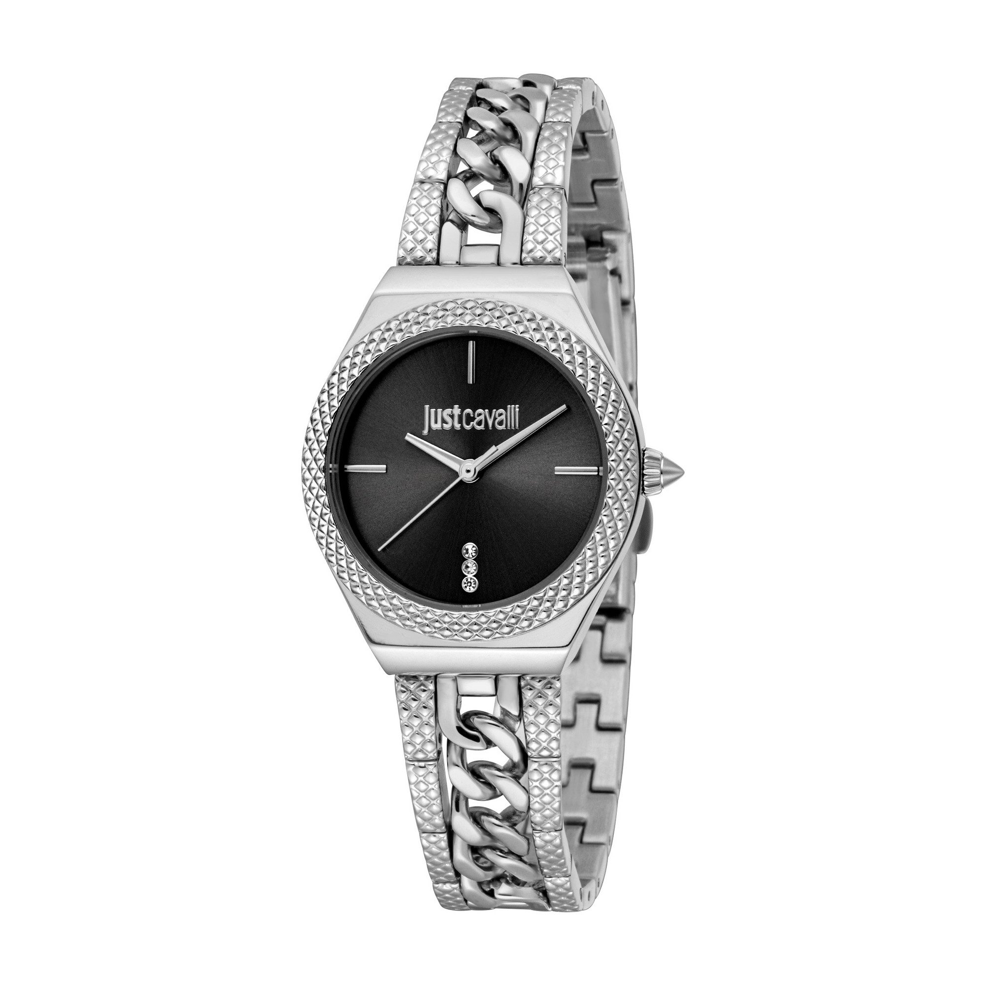 Just Cavalli Time Quarzuhr Core JC1L438M0025, Armbanduhr, Edelstahlarmband, analog, Kristallsteine