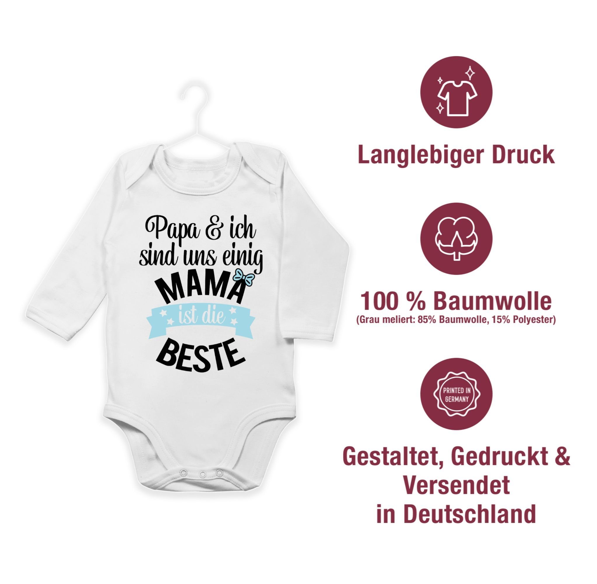 Mama ist 1 die II beste Shirtbody (1-tlg) Muttertagsgeschenk Weiß Shirtracer