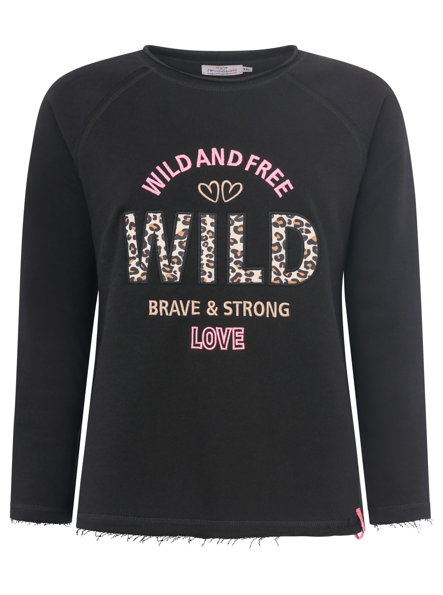 Zwillingsherz Sweater ""Wild and Free"", mit Used-Look Kanten, Leo Details günstig online kaufen