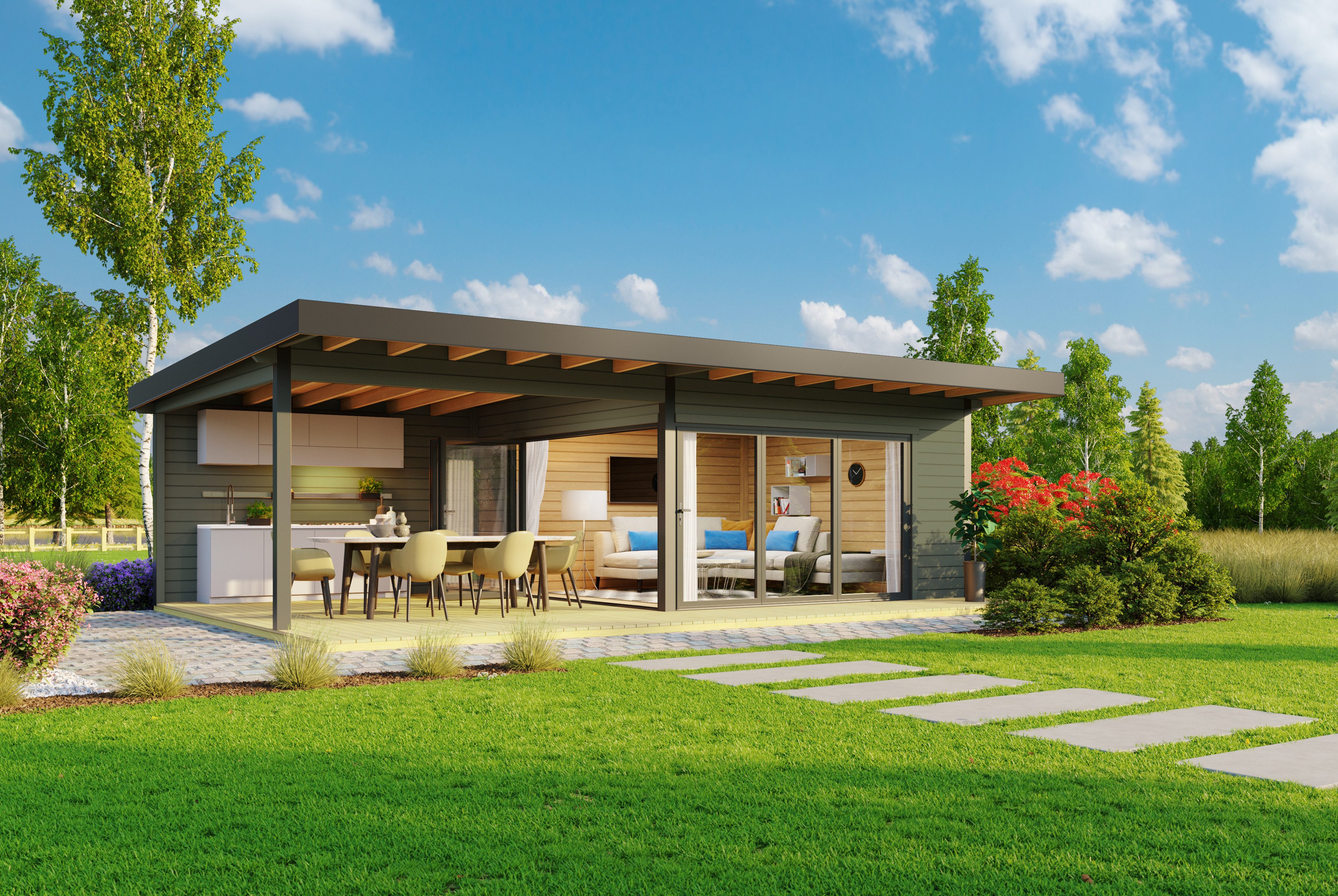 Nordic Holz Gartenhaus DOMEO 10, BxT: 890x590 cm