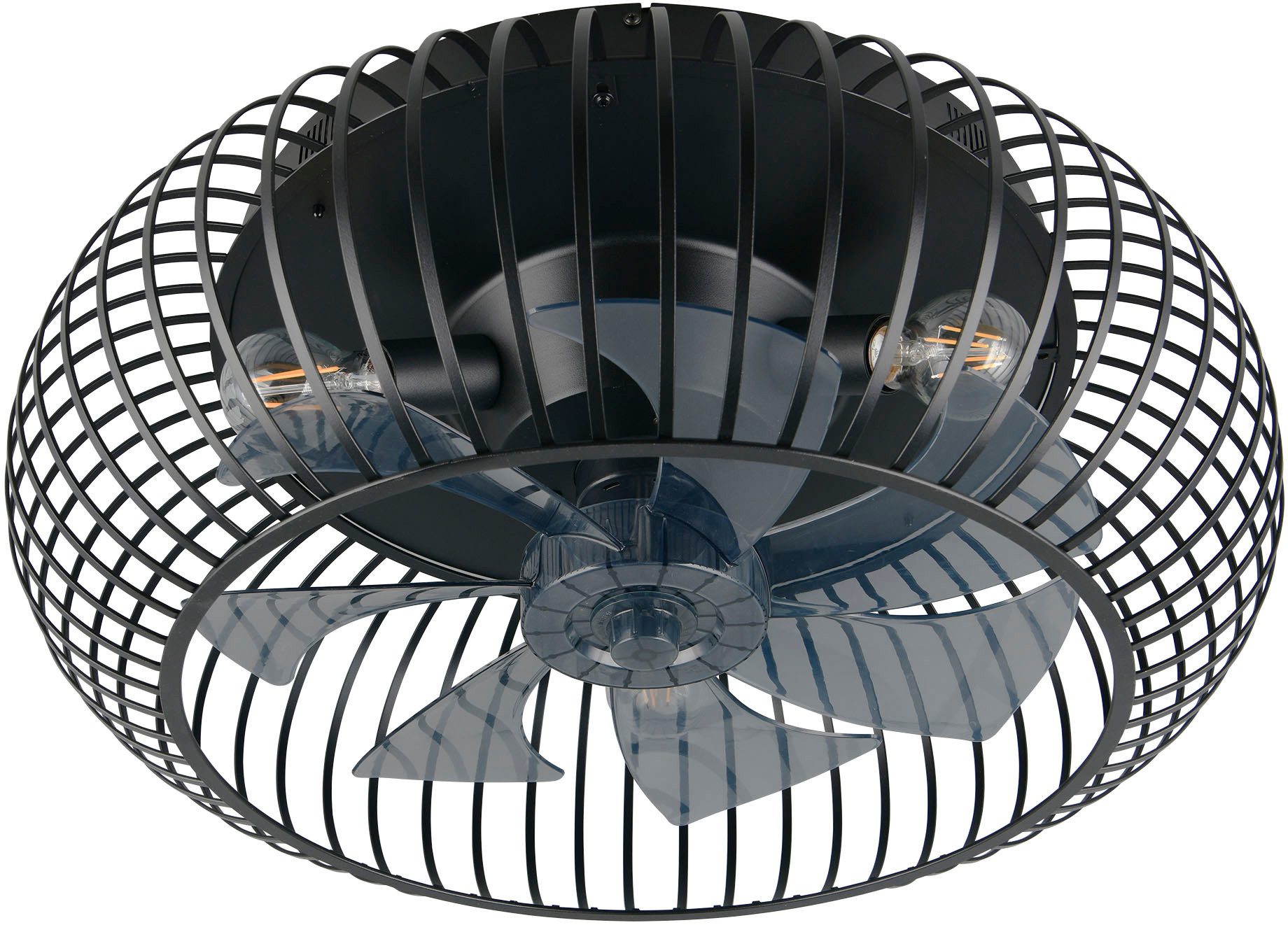 Reality Leuchten Deckenleuchte JOHANNA mit Ventilator, großer Deckenventilator mit Licht Ø 61cm, Fernbedienung, Infrarot inkl., Timerfunktion, Ventilatorfunktion, getrennt schaltbar, Leuchtmittel wechselbar, warmweiß - kaltweiß, exkl 3x E27 Leuchtmittel, Ø 61cm Höhe 25,5cm, Vor- & Rücklauf Funktion